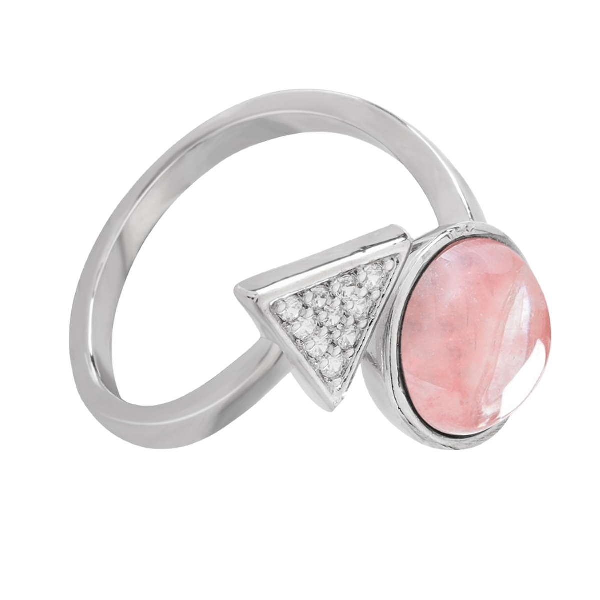 Natural Stone Triangle Rings 10MM Round Shaped Gemstone Jewelry For Women Anniversary Birthday Wedding Gift SR0159S