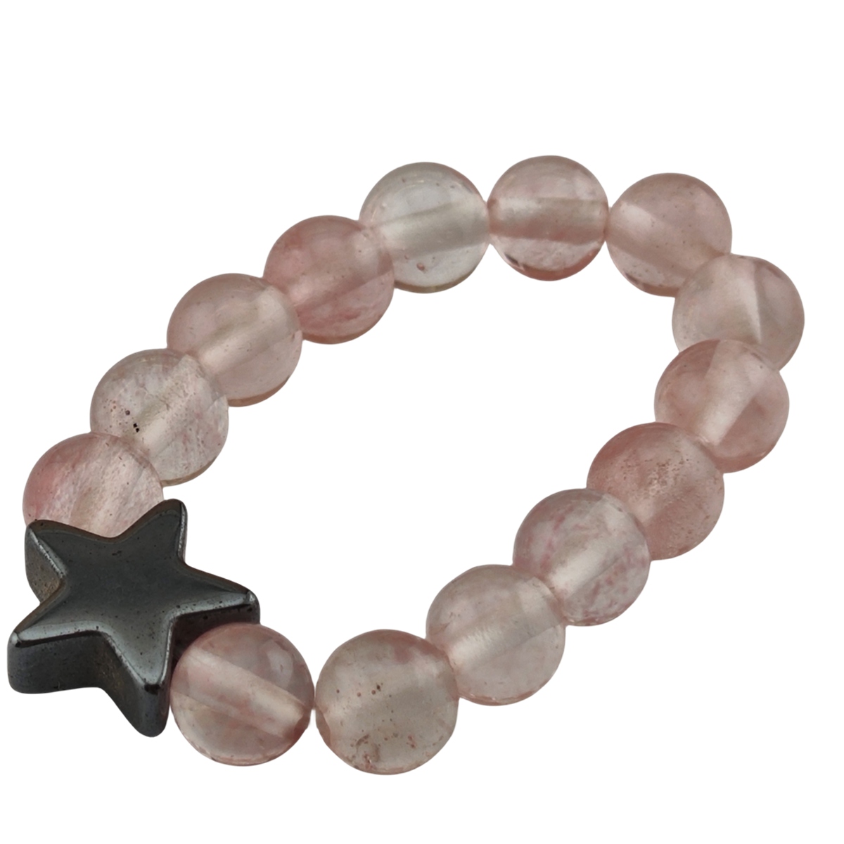 Natural Stone 4MM Round Beads Hematite Stars Stretch Rings SR0169B