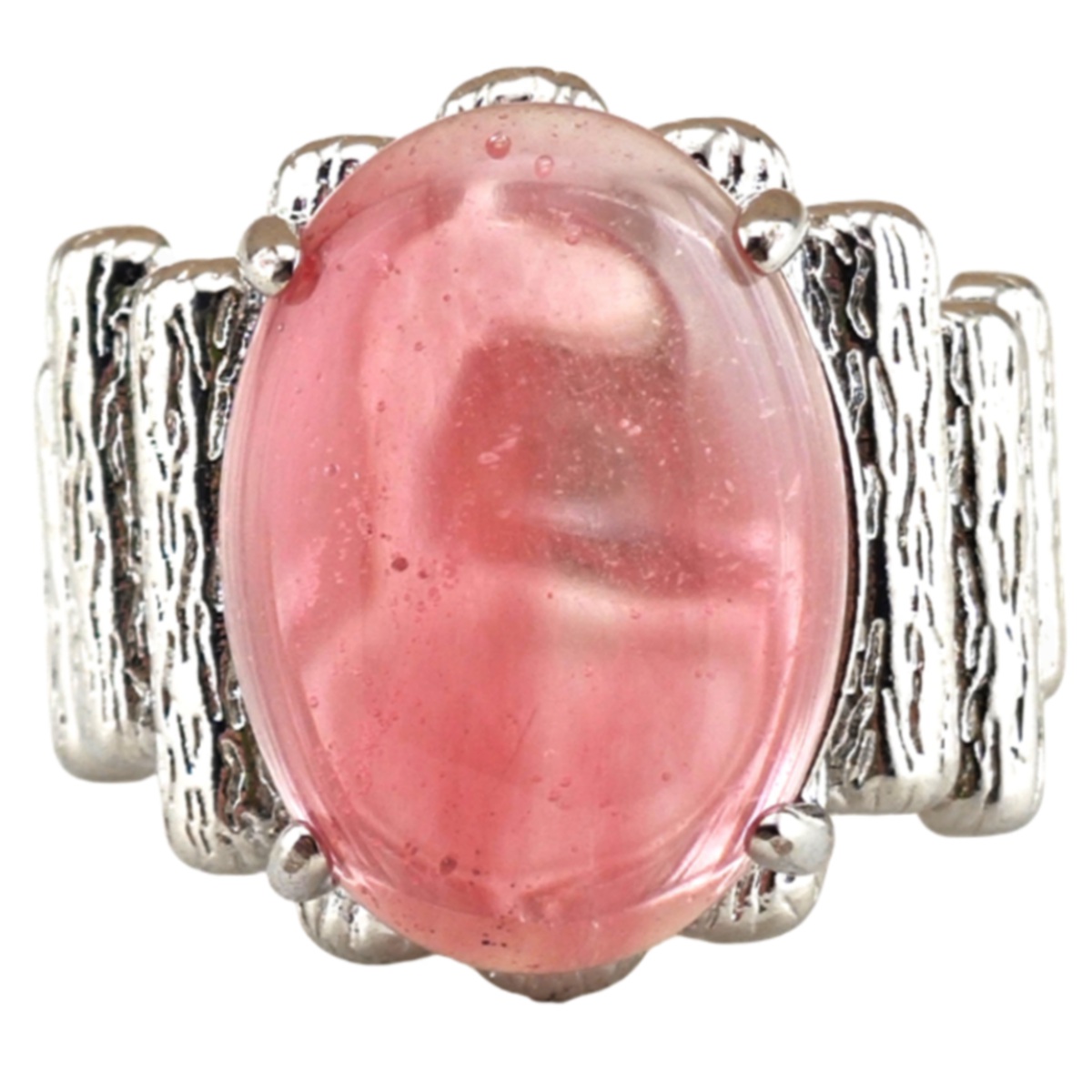 Silver Stone Rings for Women Men Adjustable 13x18MM Horse Eye Gemstone CAB SR0177S