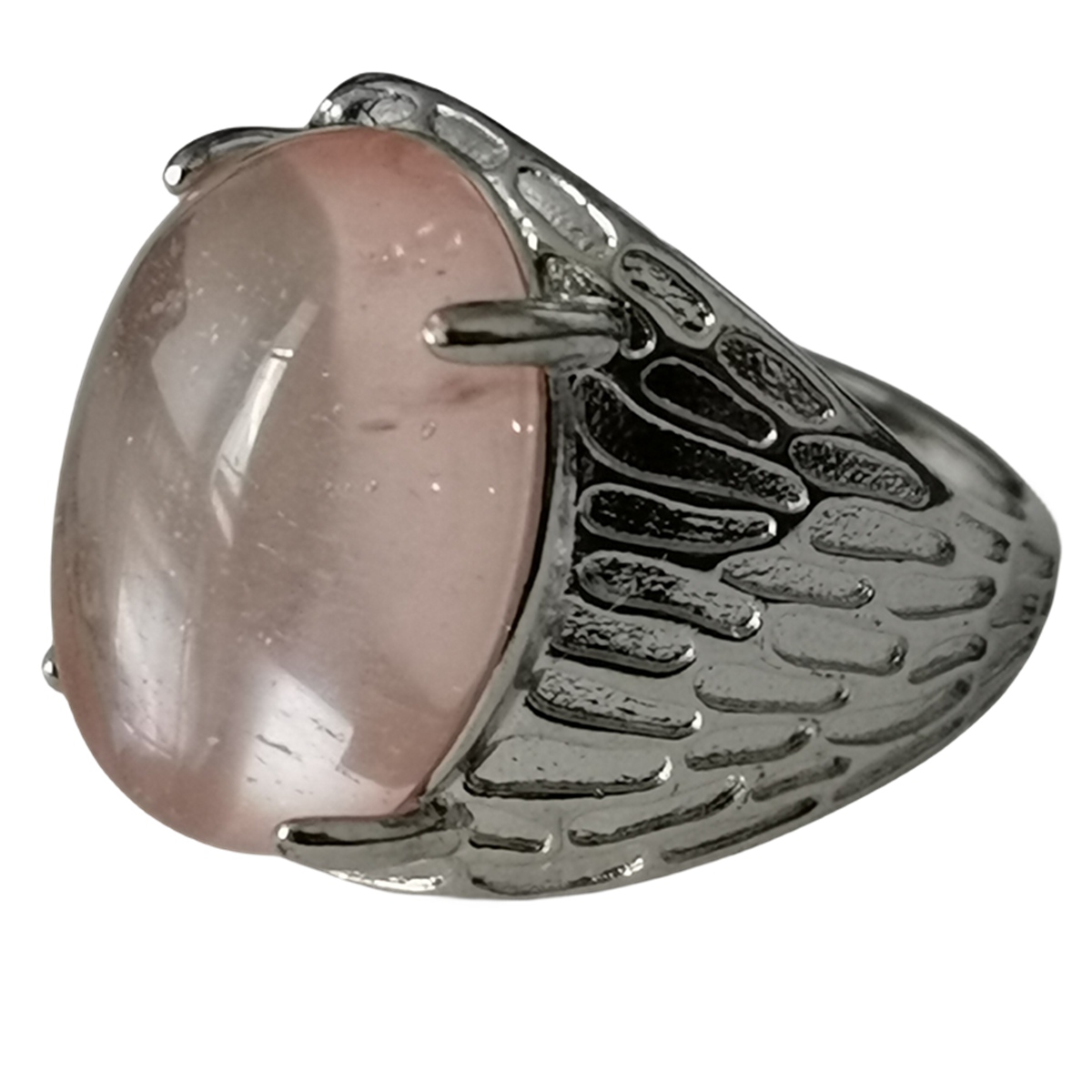 Silver Stone Rings for Women Men Adjustable 13x18MM Oval Gemstone CAB SR0183S