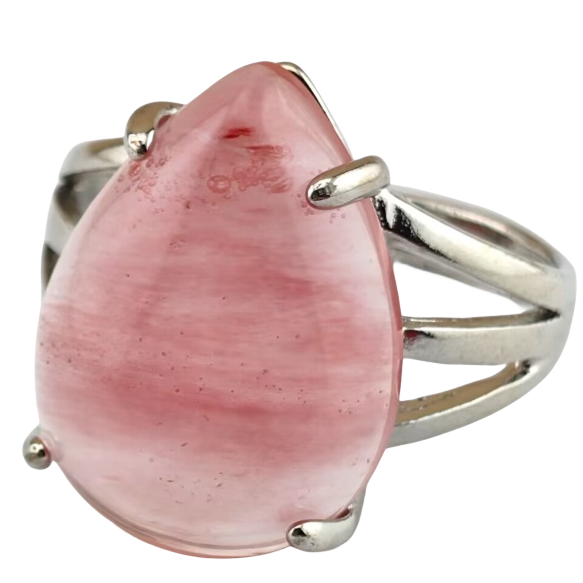 Silver Stone Rings for Women Men Adjustable 13x18MM Teardrop Gemstone Cabochons SR0185S