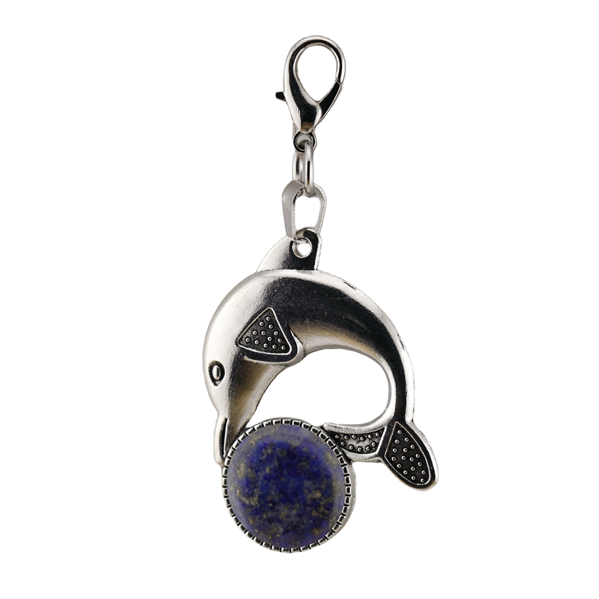 Natural Stone Dolphin Charm Pendant Dangle Charms with Lobster Clasps