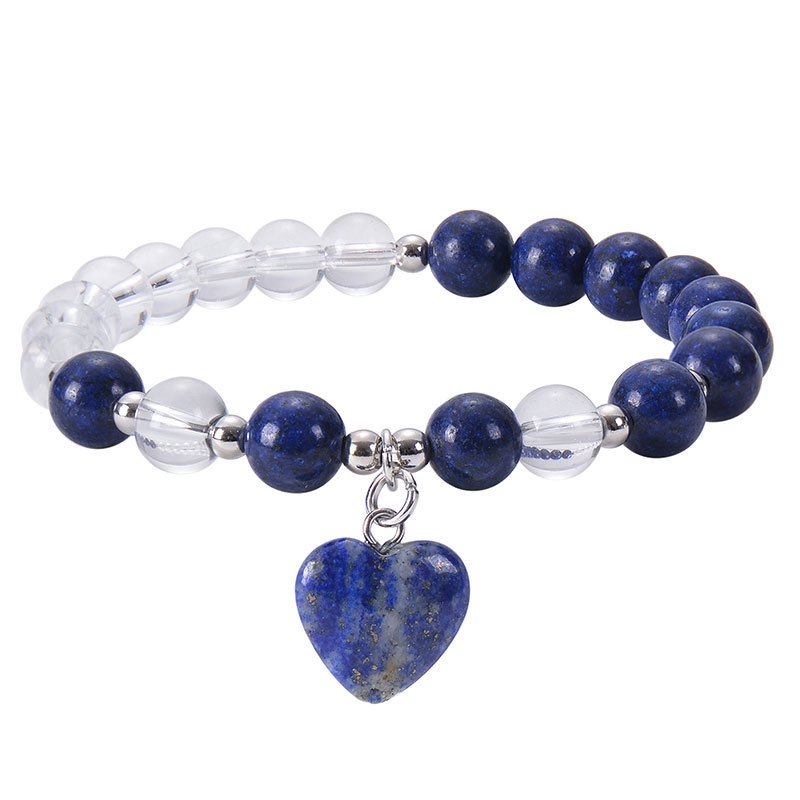 Healing Chakra Heart Stone Bracelet 8mm Beads Stretch Bangle Jewelry for Women SB2029