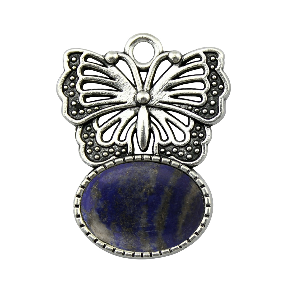 Silver Alloy Butterfly Gemstone Pendant for Making Jewelry with13x18MM Stone Cabs Steering wheel