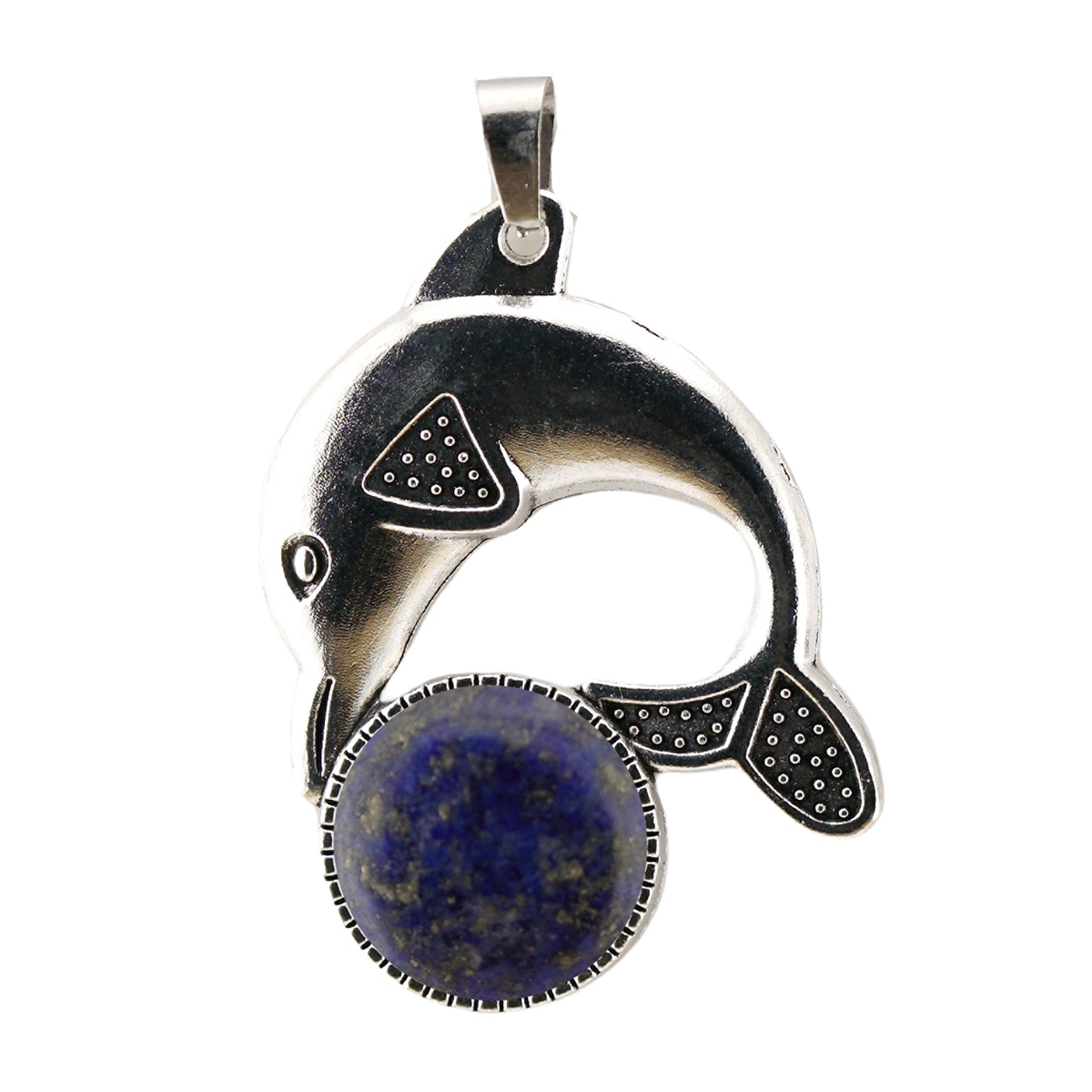 Silver Alloy Dolphin Gemstone Pendant for Jewelry Making Necklace Earrings