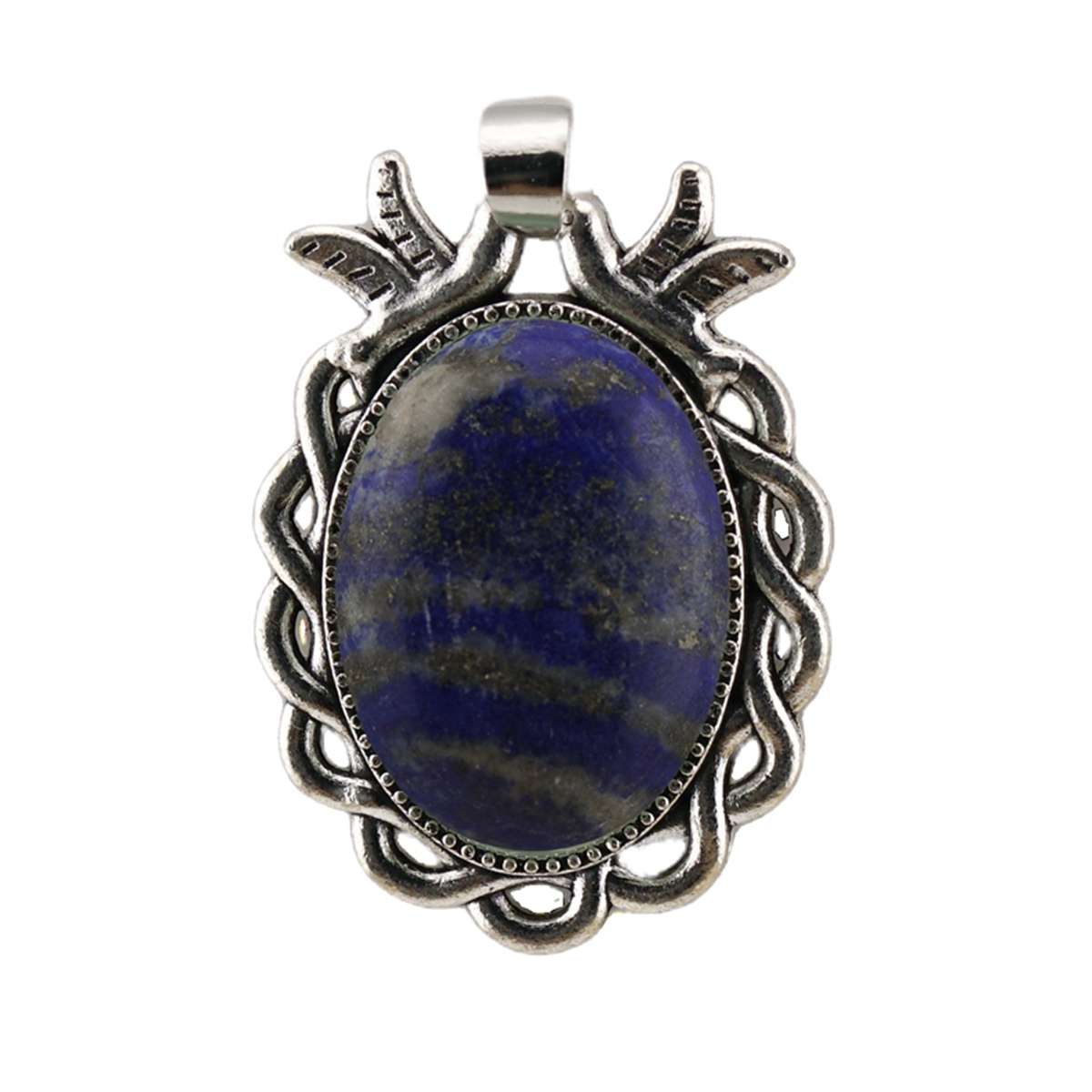 Natural Gemstone Pendant for Making Jewelry with 18x25MM Stone Cabs  Silver Alloy Accessories