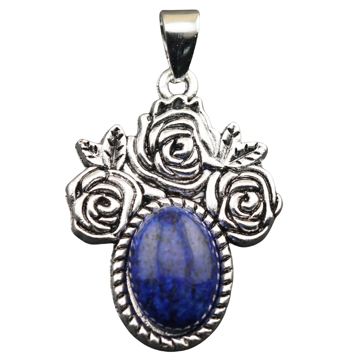 Silver Rose Flower Gemstone Pendant for Making Jewelry  10x14MM Stone Cabs