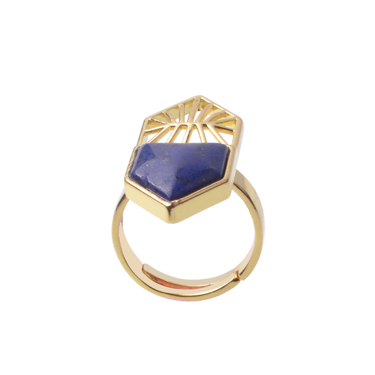 Gold Shield Gemstone Ring for Women Men 