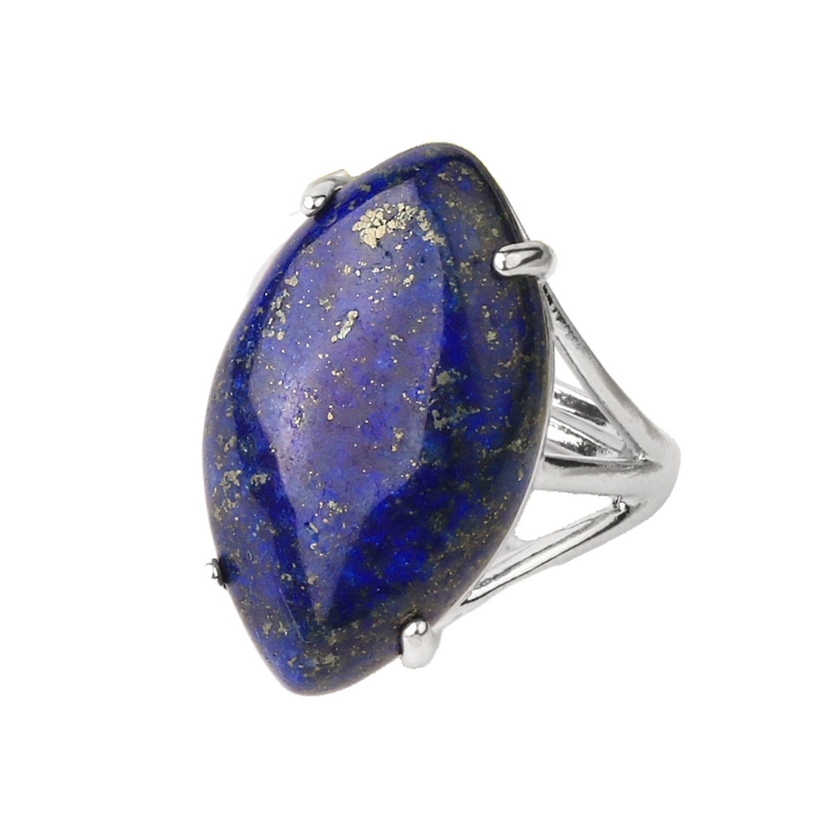 Stone Rings  for Women MenAdjustable Healing Crystal Ring Copper Plated White Gold 14X25MM Horse Eye Gemstone SR0121S