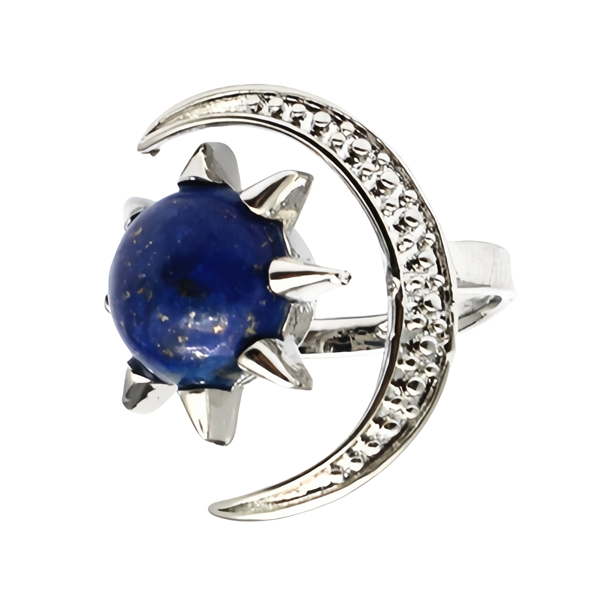 Moon Stone Rings for Women Men Adjustable Healing Crystal Ring Copper Plated White Gold Horse Eye Gemstone  SR0132S