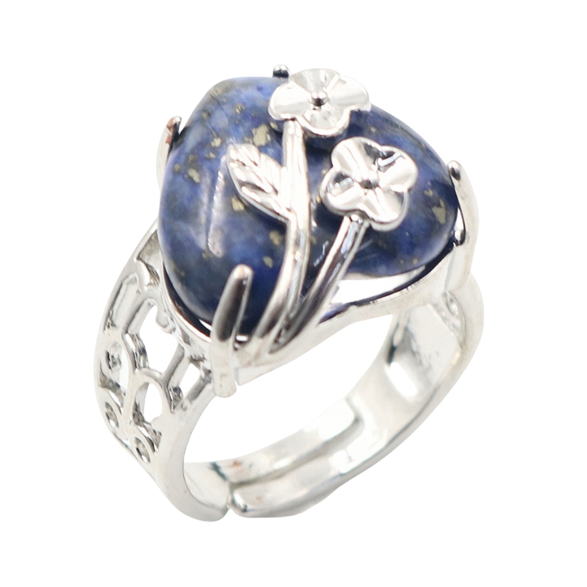 Silver 16MM Heart Stone Rings for Women Men Adjustable  SR0140S