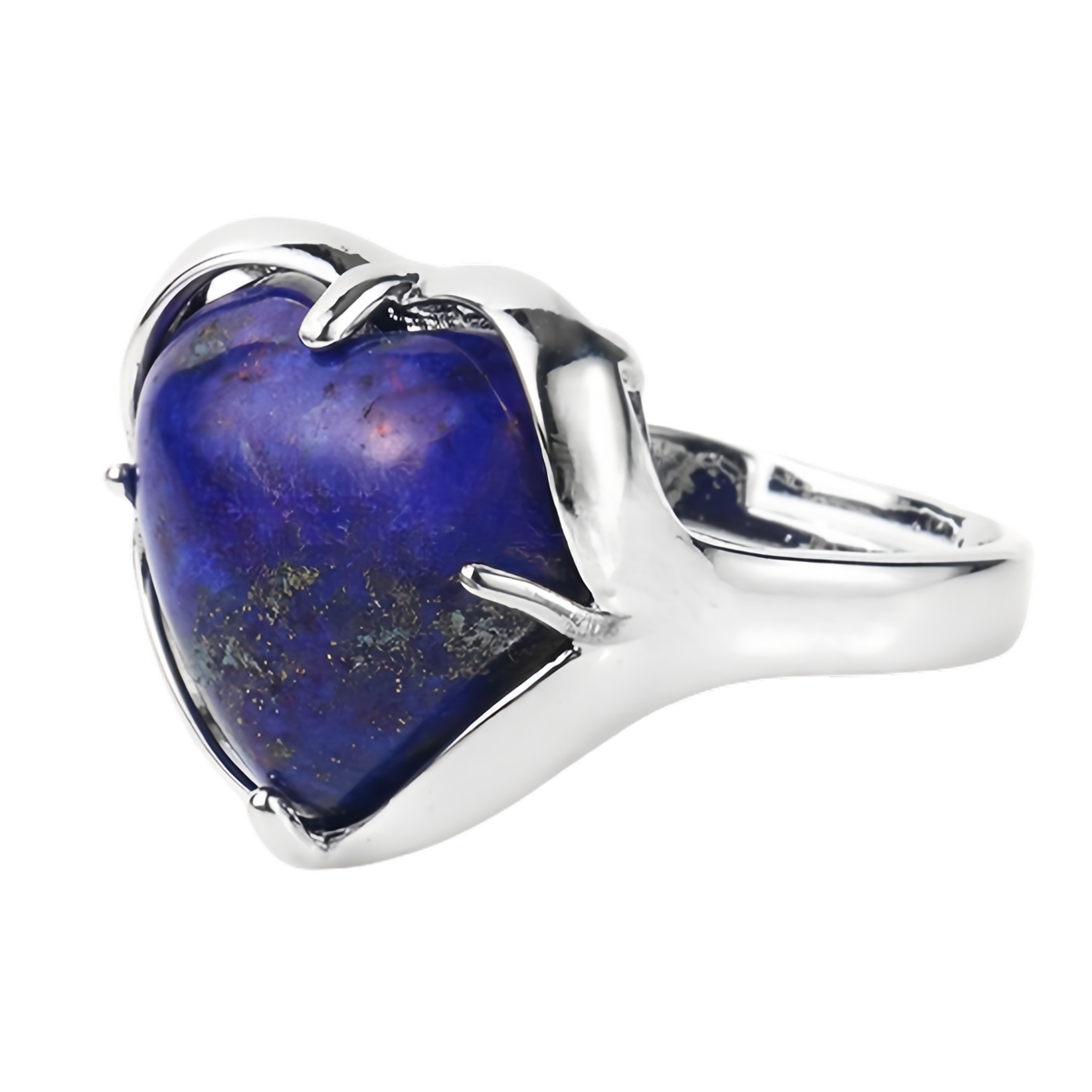 Silver Heart Stone Rings for Women Men Adjustable  SR0141S