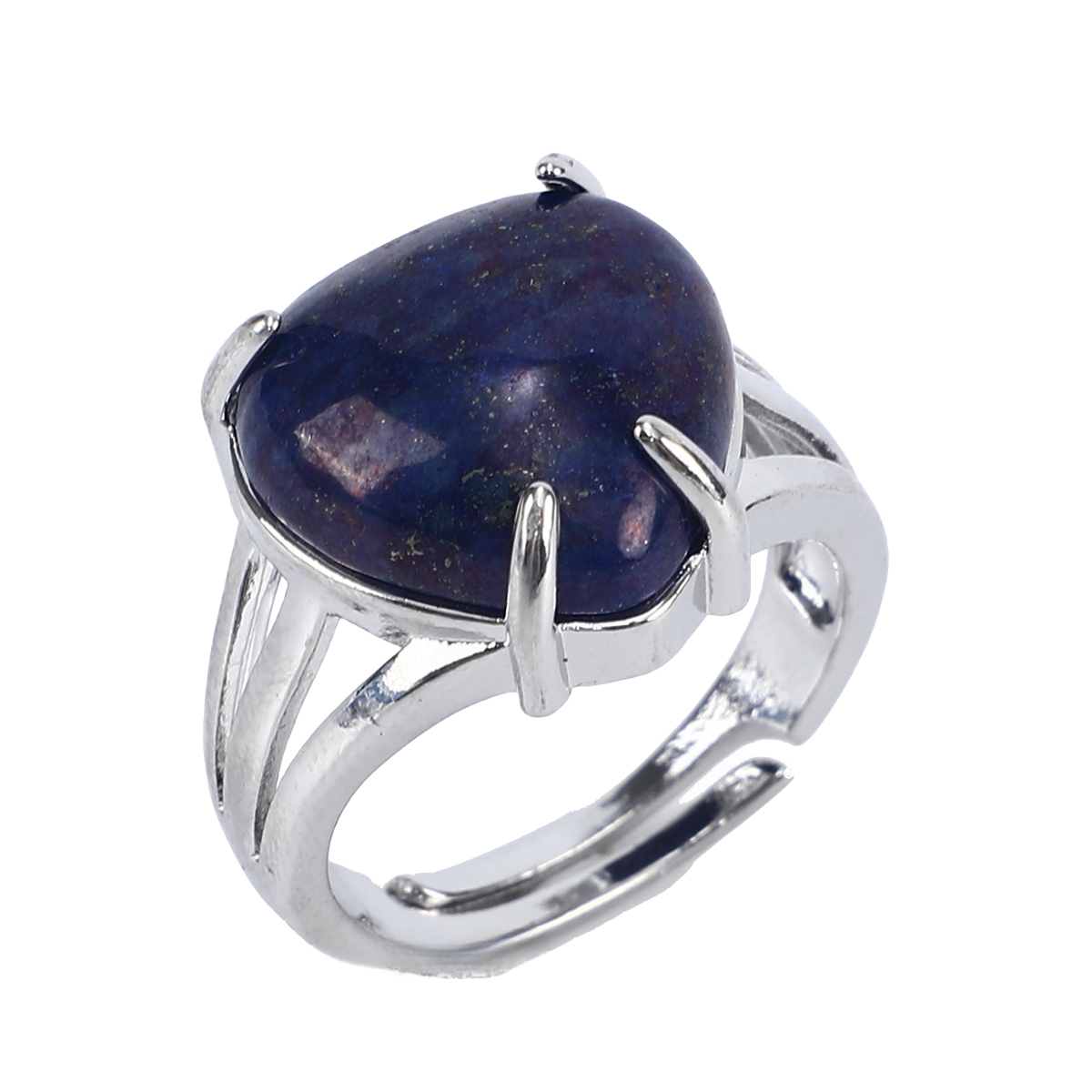 Silver Heart Stone Rings for Women Men Adjustable  SR0144S
