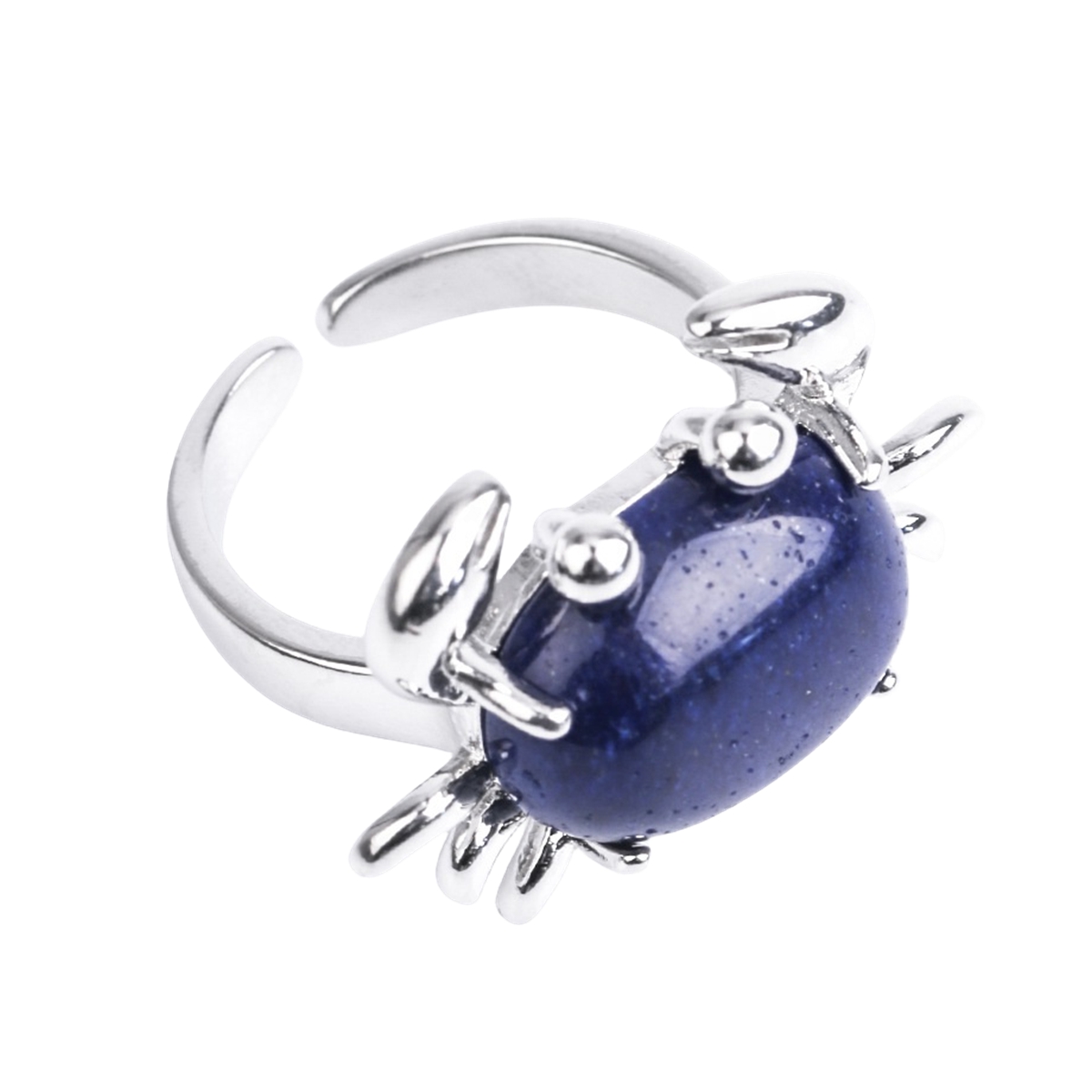 Silver Crab Stone Rings for Women Men Adjustable SR0146S