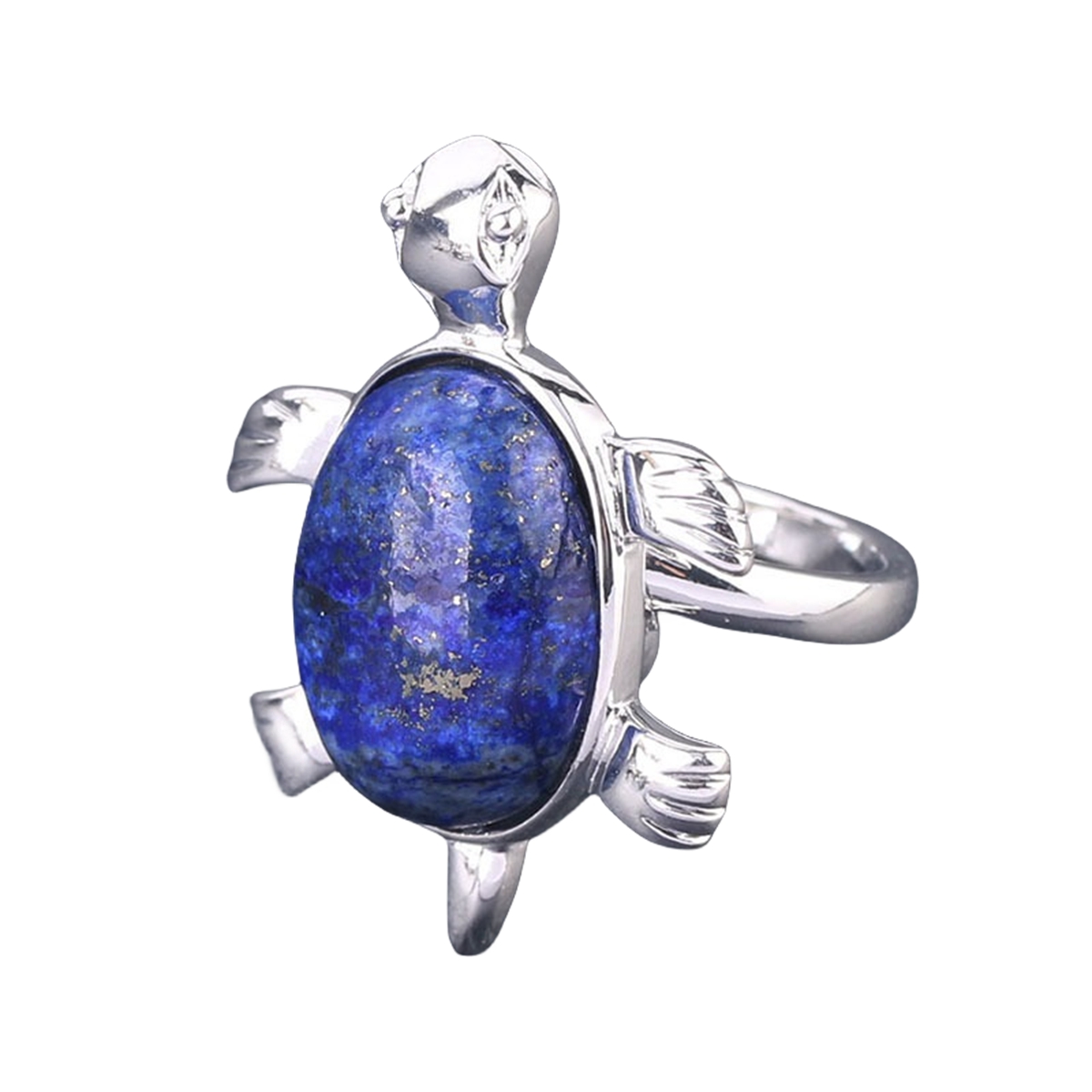 Silver Turtle & Tortoise Stone Rings for Women Men Adjustable  SR0148S