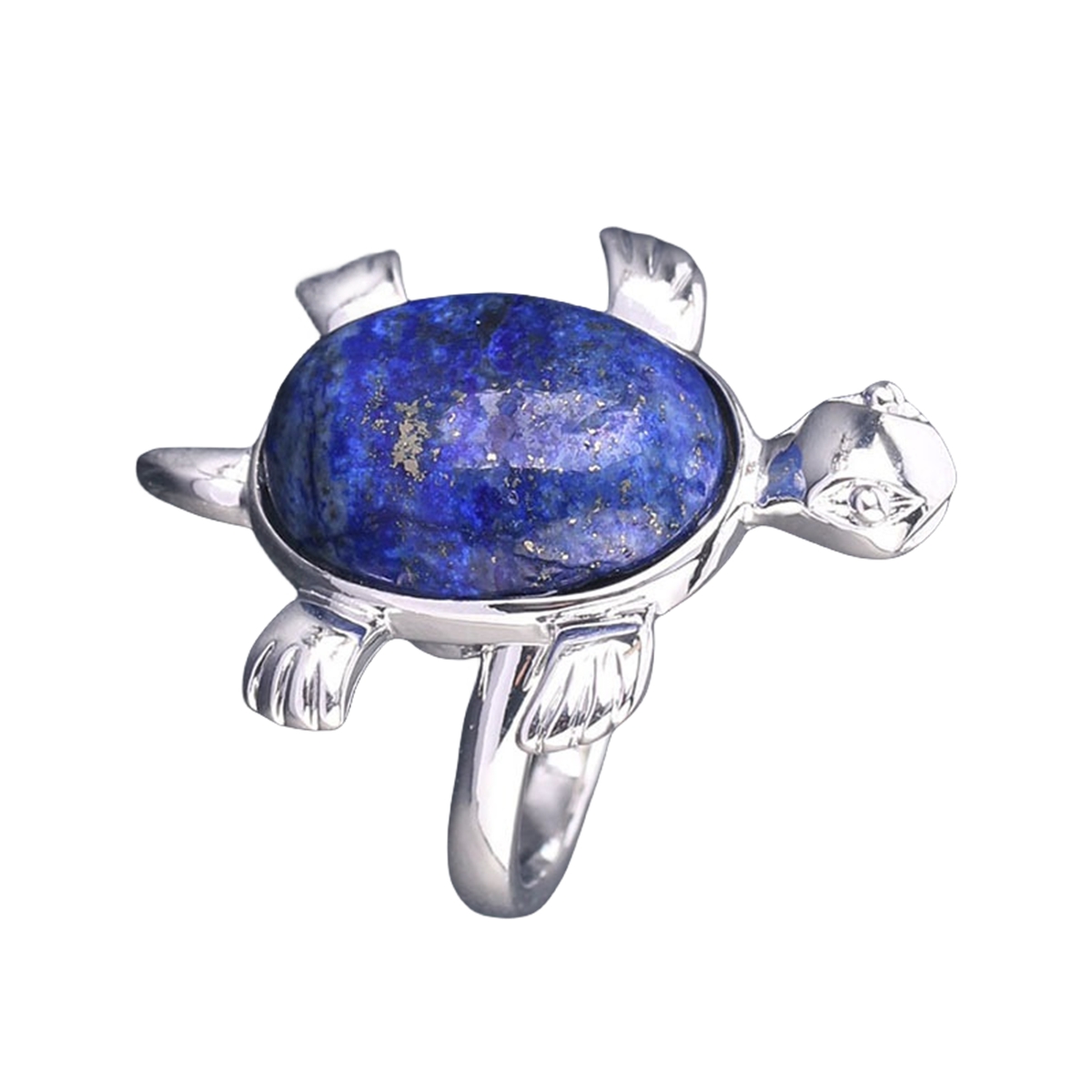 Silver Turtle & Tortoise Stone Rings for Women Men Adjustable  SR0148S