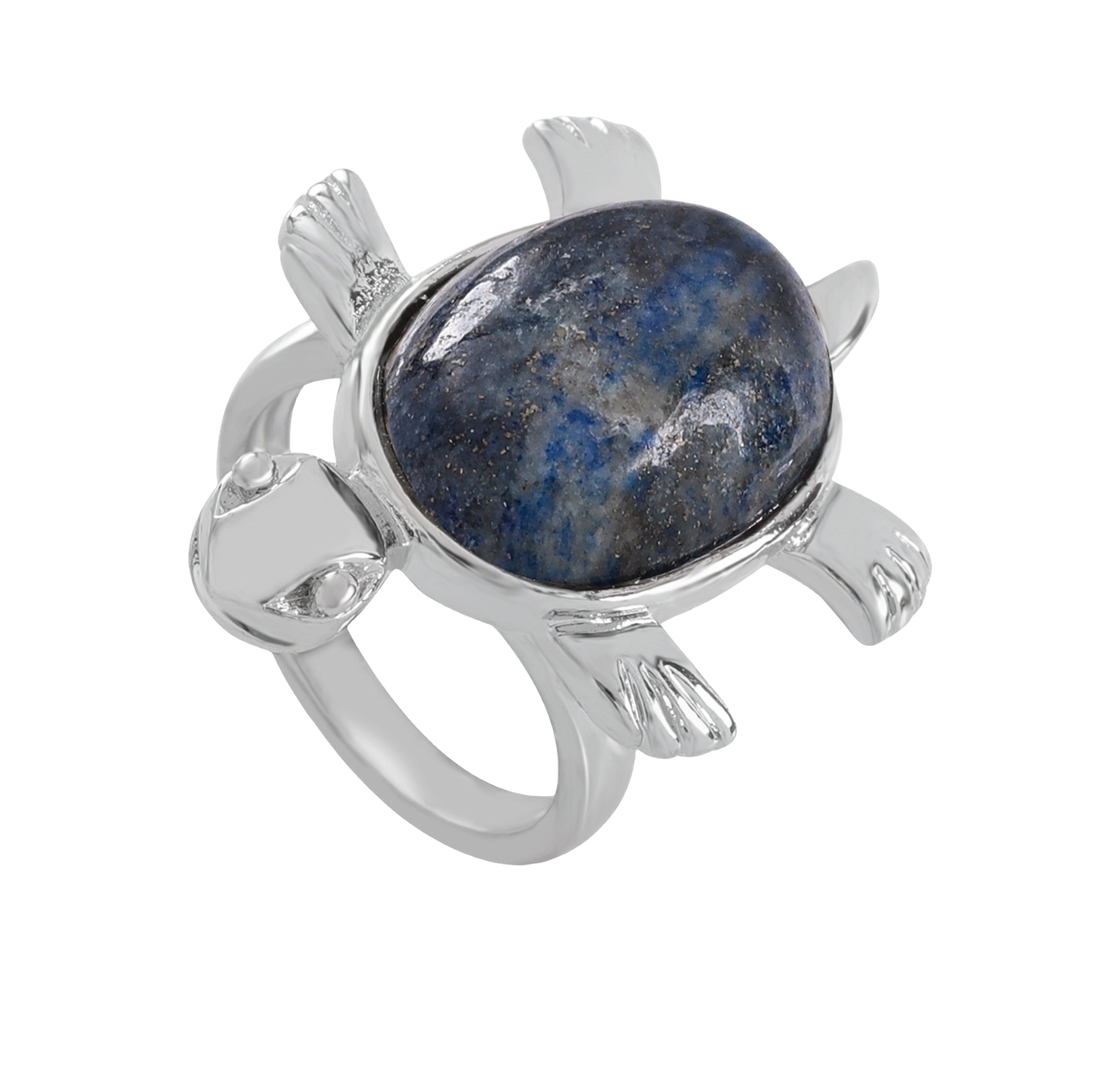 Silver Turtle & Tortoise Stone Rings for Women Men Adjustable  SR0148S
