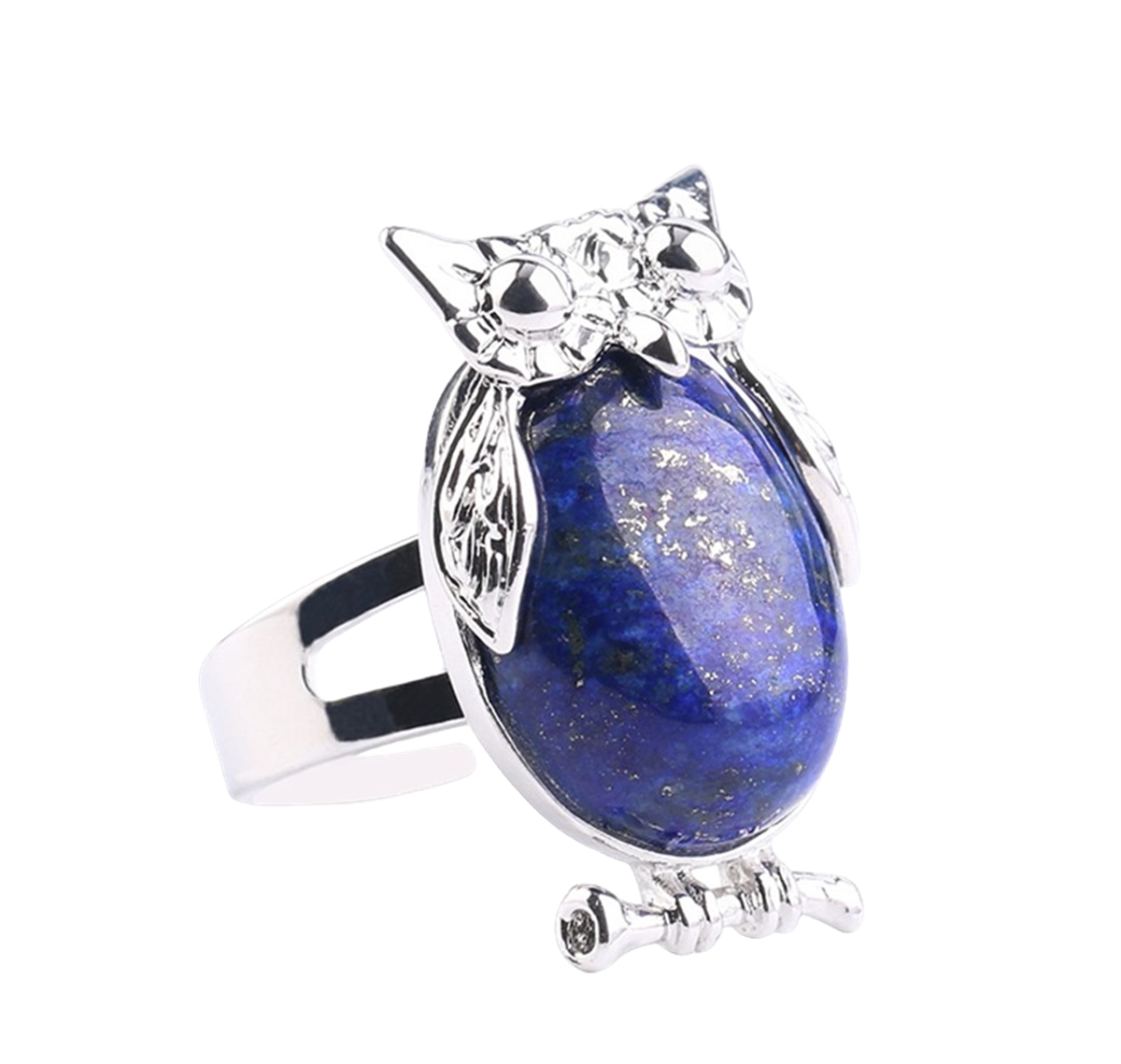 Silver Owl Stone Rings for Women Men Adjustable  SR0151S