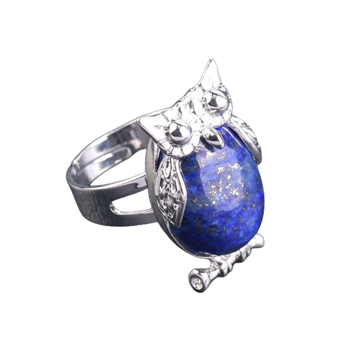 Silver Owl Stone Rings for Women Men Adjustable SR0151S