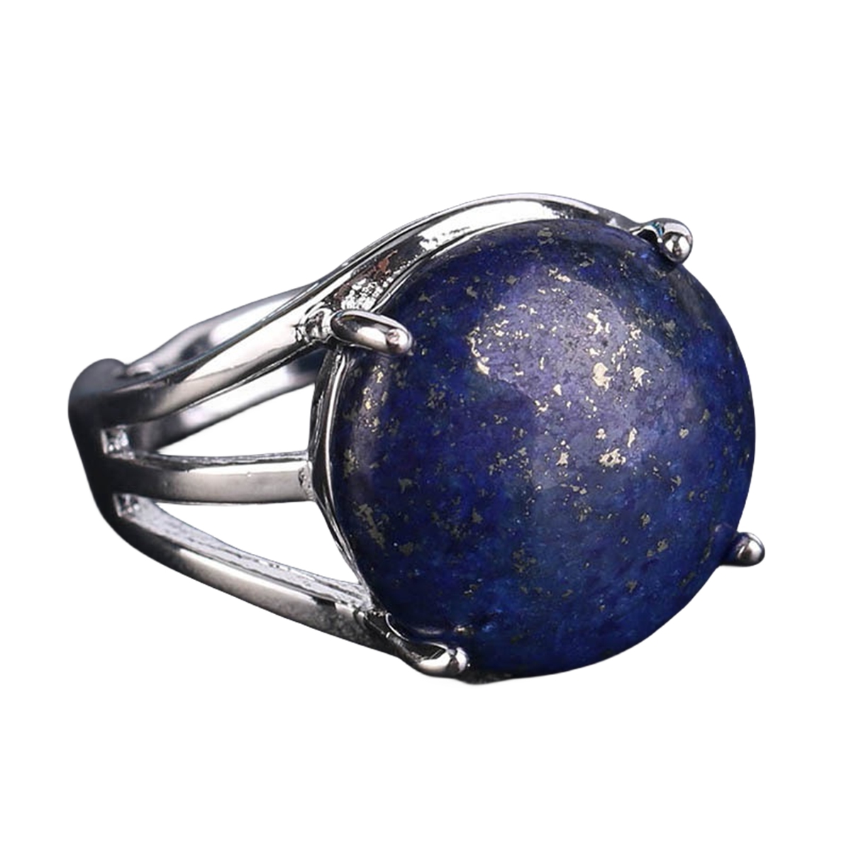 Silver 16MM CAB Stone Rings for Women Men Adjustable SR0152S