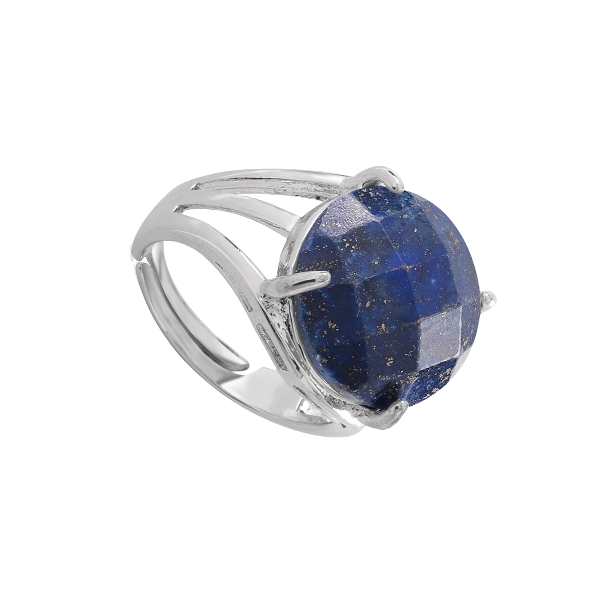 Silver Stone Rings for Women Men Adjustable  16MM Faceted CAB Gemstone SR0153S  