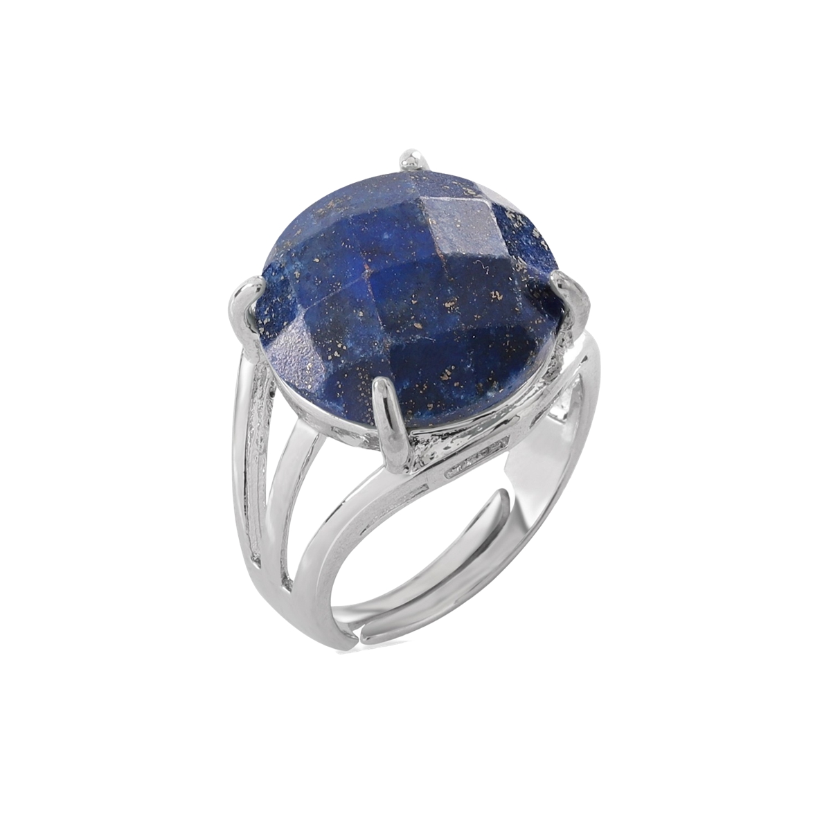 Silver Stone Rings for Women Men Adjustable  16MM Faceted CAB Gemstone SR0153S  