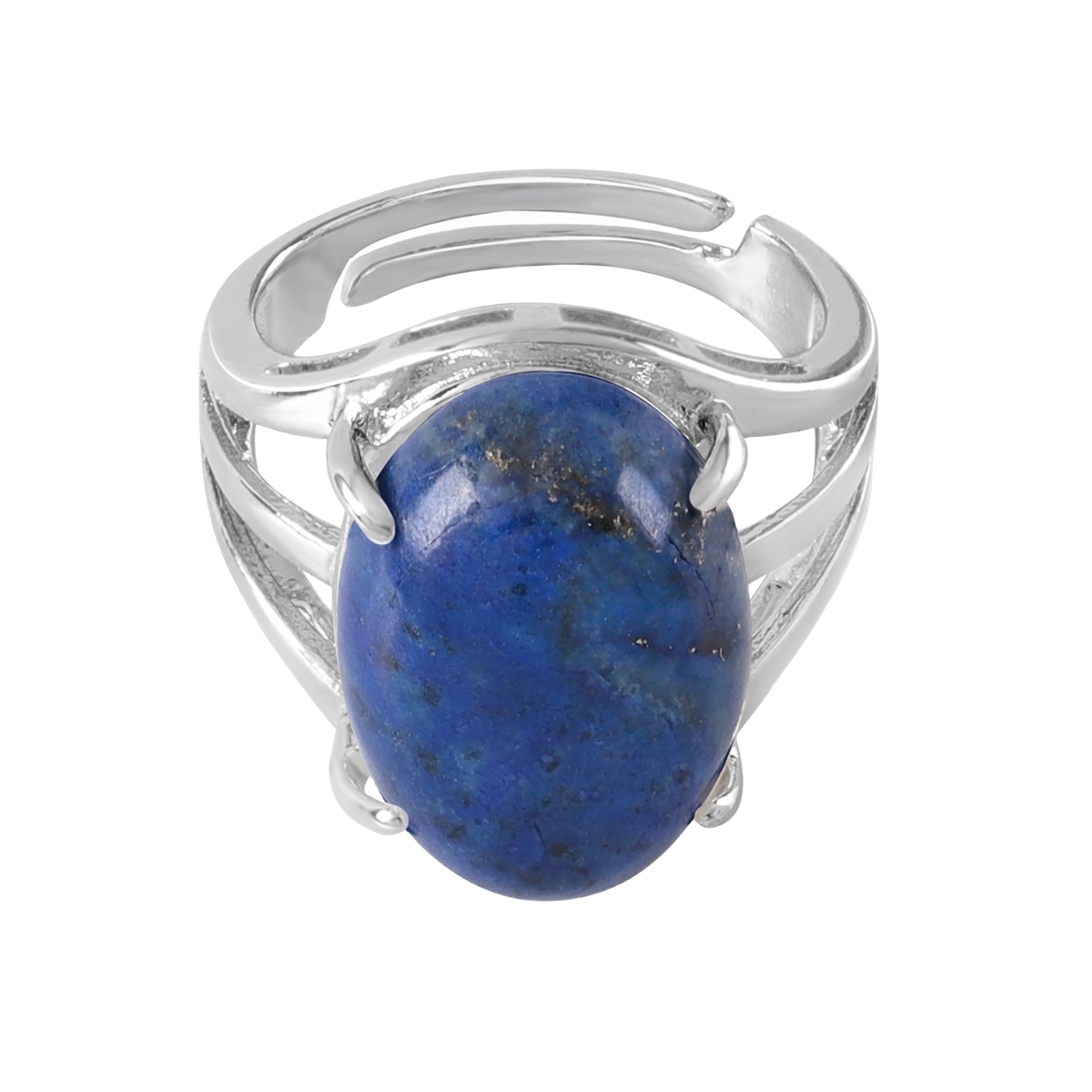 Silver Stone Rings for Women Men Adjustable  SR0154S 13X18MM Gemstone CAB