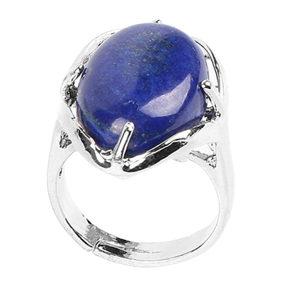 Silver Stone Rings for Women Men Adjustable 18x25MM Oval Gemstone CAB SR0156S 