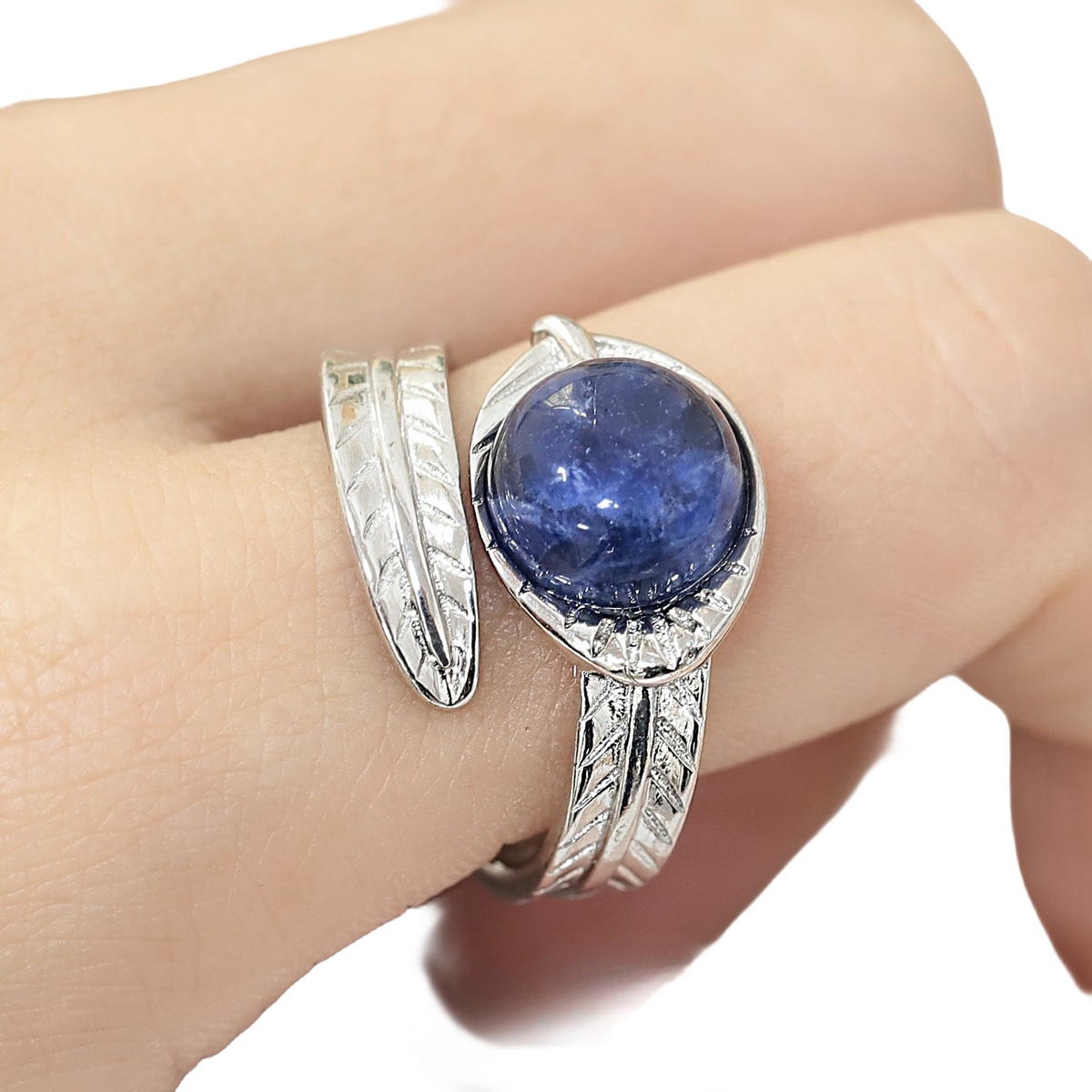 Natural Stone Rings 10MM Round Shaped Gemstone Jewelry For Women Anniversary Birthday Wedding Gift