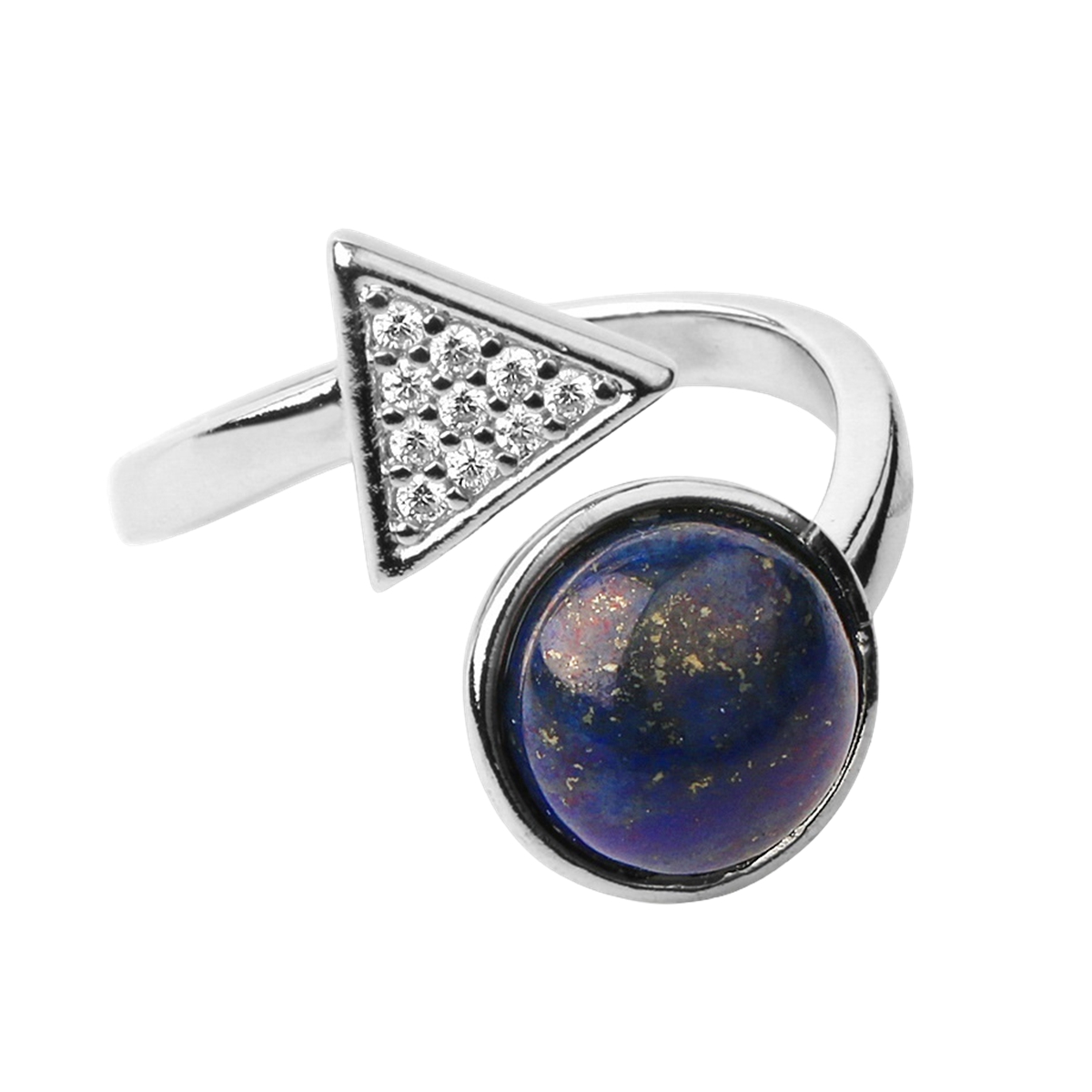 Natural Stone Triangle Rings 10MM Round Shaped Gemstone Jewelry For Women Anniversary Birthday Wedding Gift SR0159S