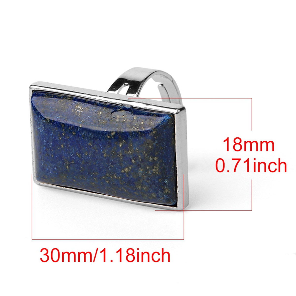 Rectangle Gemstone Rings for Women Girls 18x30mm Cuboid Crystal Womens Statement Ring SR0164S