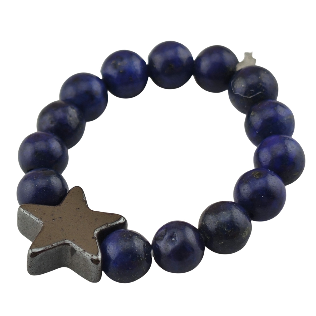 Natural Stone 4MM Round Beads Hematite Stars Stretch Rings SR0169B