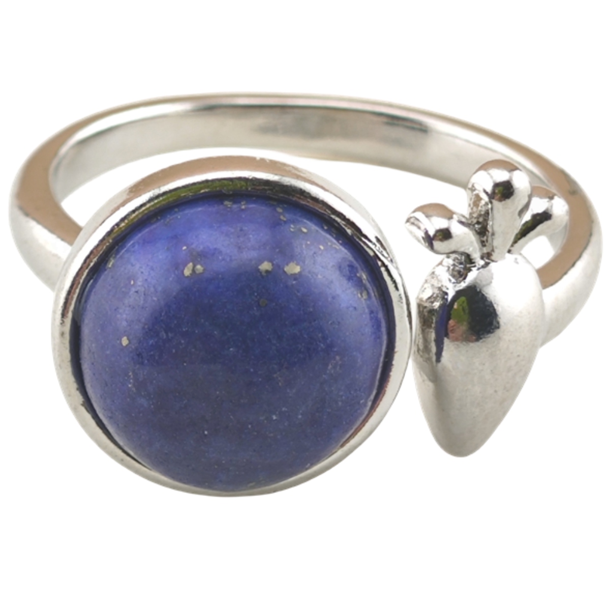 Silver Carrot Stone Rings for Women Men Adjustable 10MM Round Gemstone CAB SR0173S