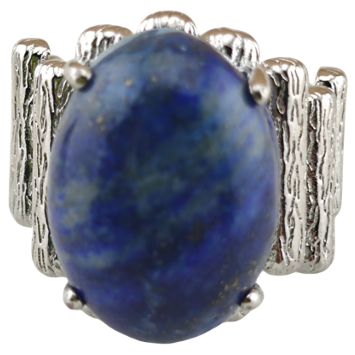 Silver Stone Rings for Women Men Adjustable 13x18MM Horse Eye Gemstone CAB SR0177S