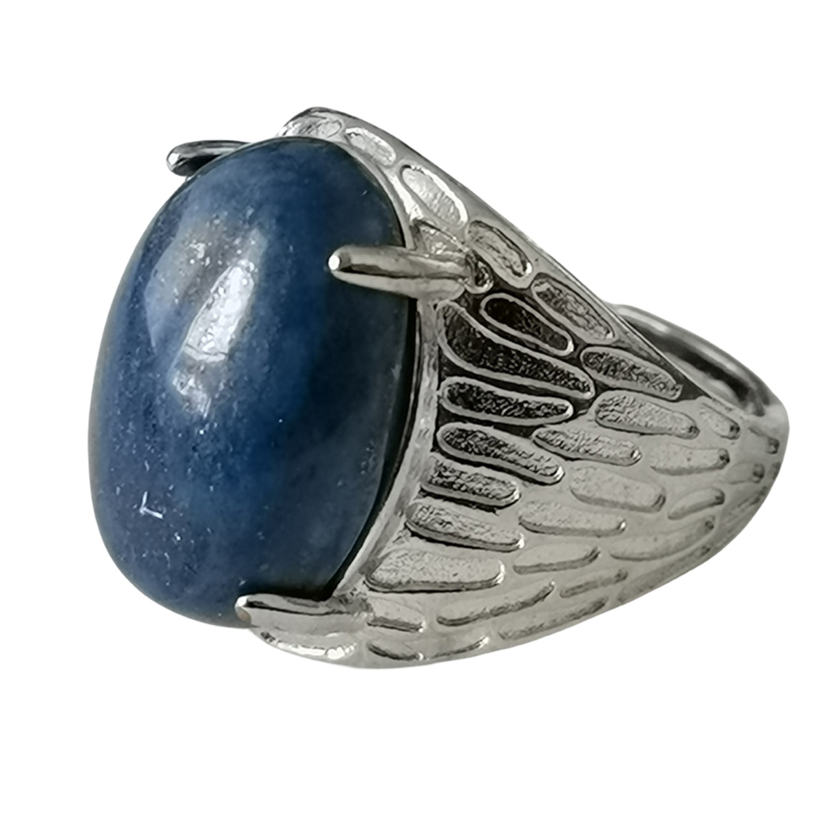 Silver Stone Rings for Women Men Adjustable 13x18MM Oval Gemstone CAB SR0183S