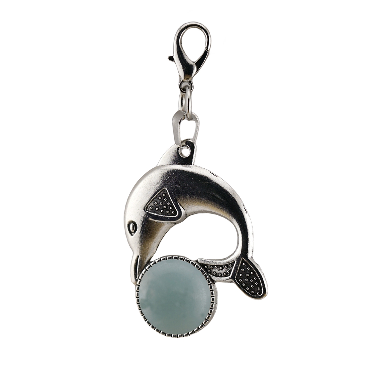 Natural Stone Dolphin Charm Pendant Dangle Charms with Lobster Clasps