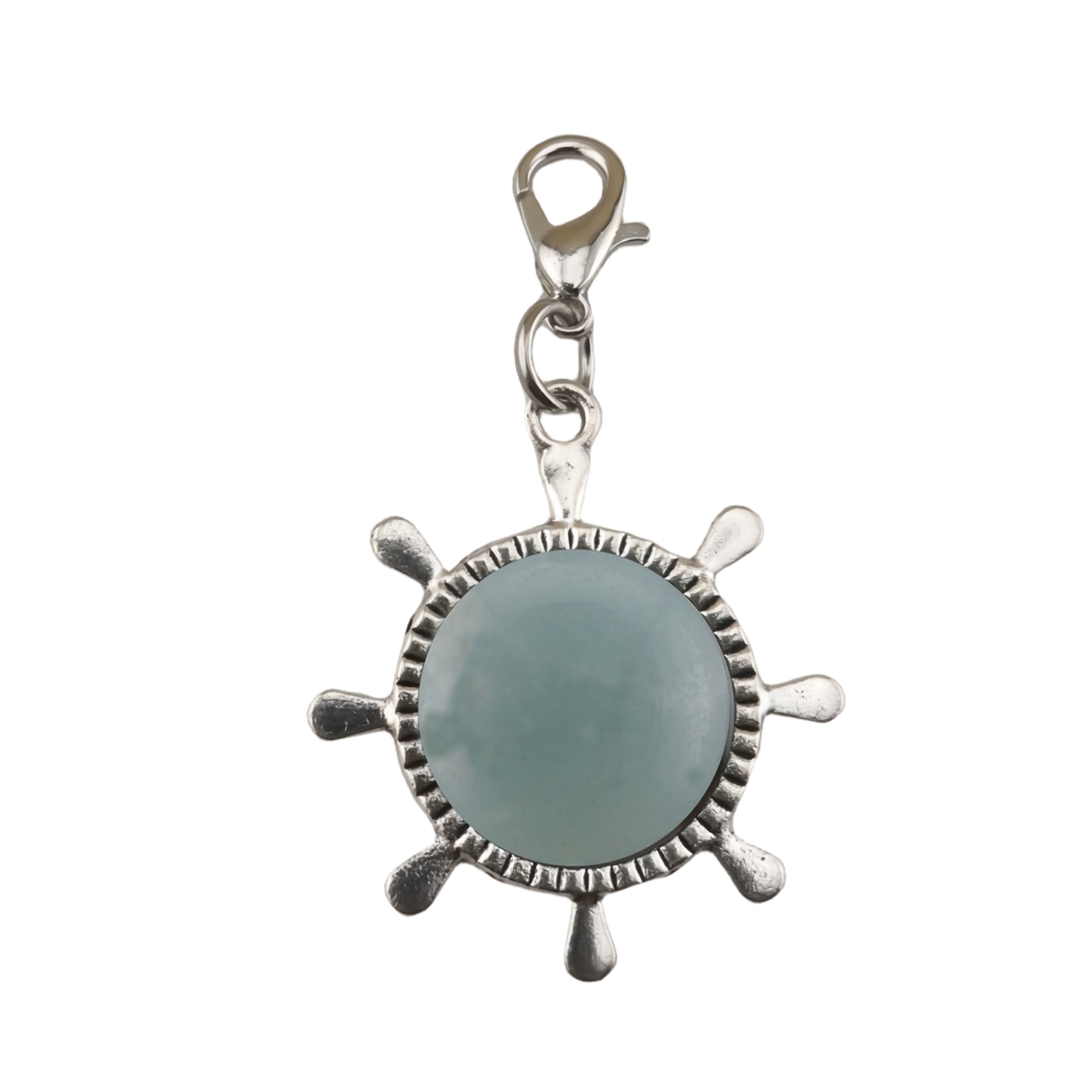 Silver Rudder Gemstone Pendant  Dangle Charms with Lobster Claw Clasp for Valentine's Day Mother Wedding Keychain Jewelry Making