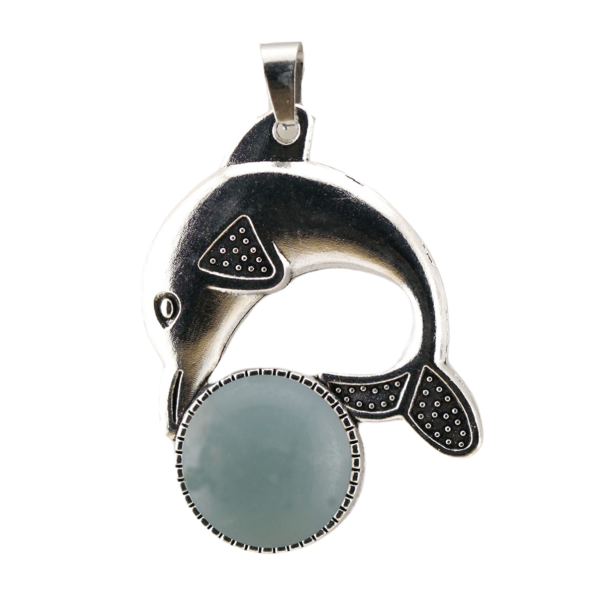 Silver Alloy Dolphin Gemstone Pendant for Jewelry Making Necklace Earrings