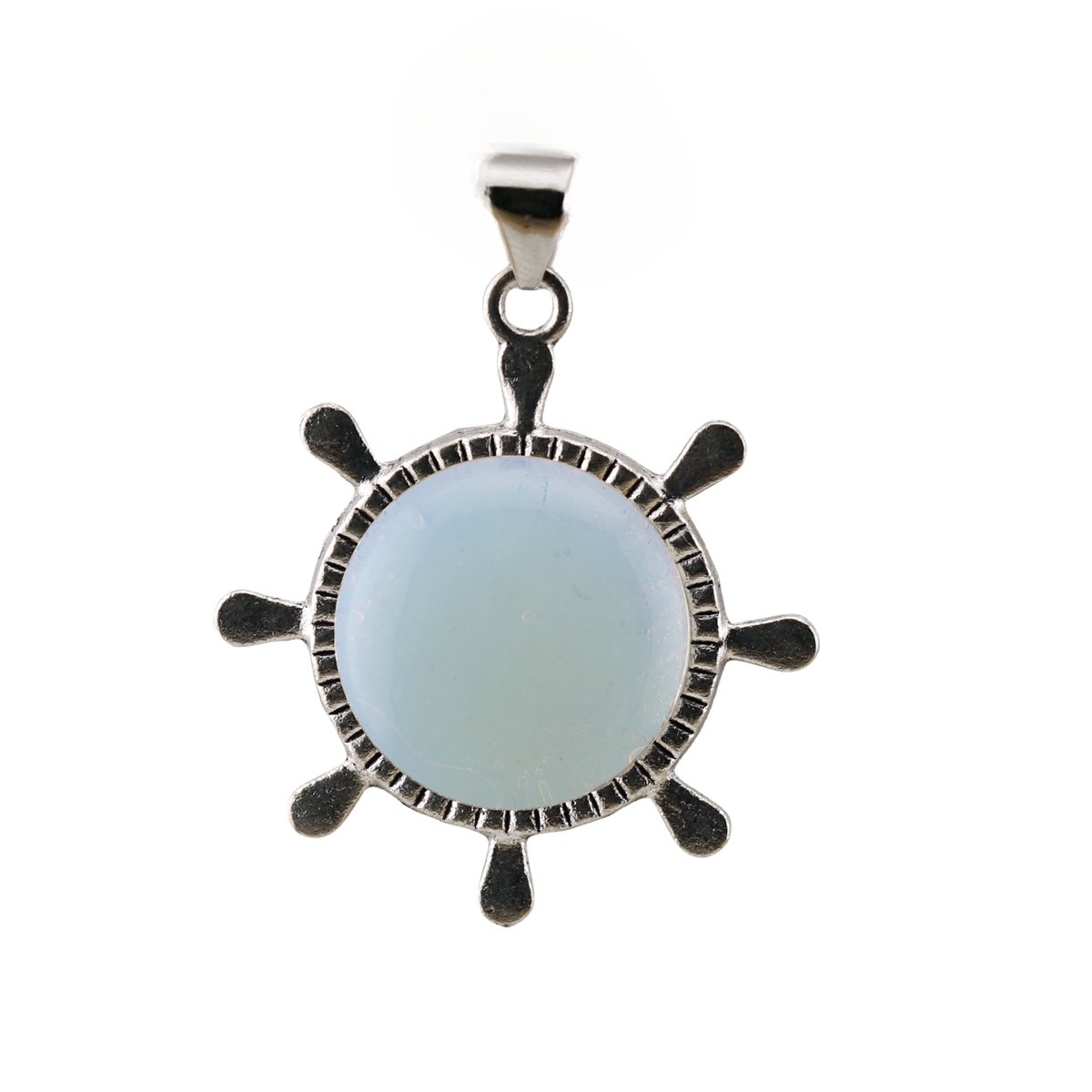 Silver Rudder Gemstone Pendant  Dangle Charms with Lobster Claw Clasp for Valentine's Day Mother Wedding Keychain Jewelry Making