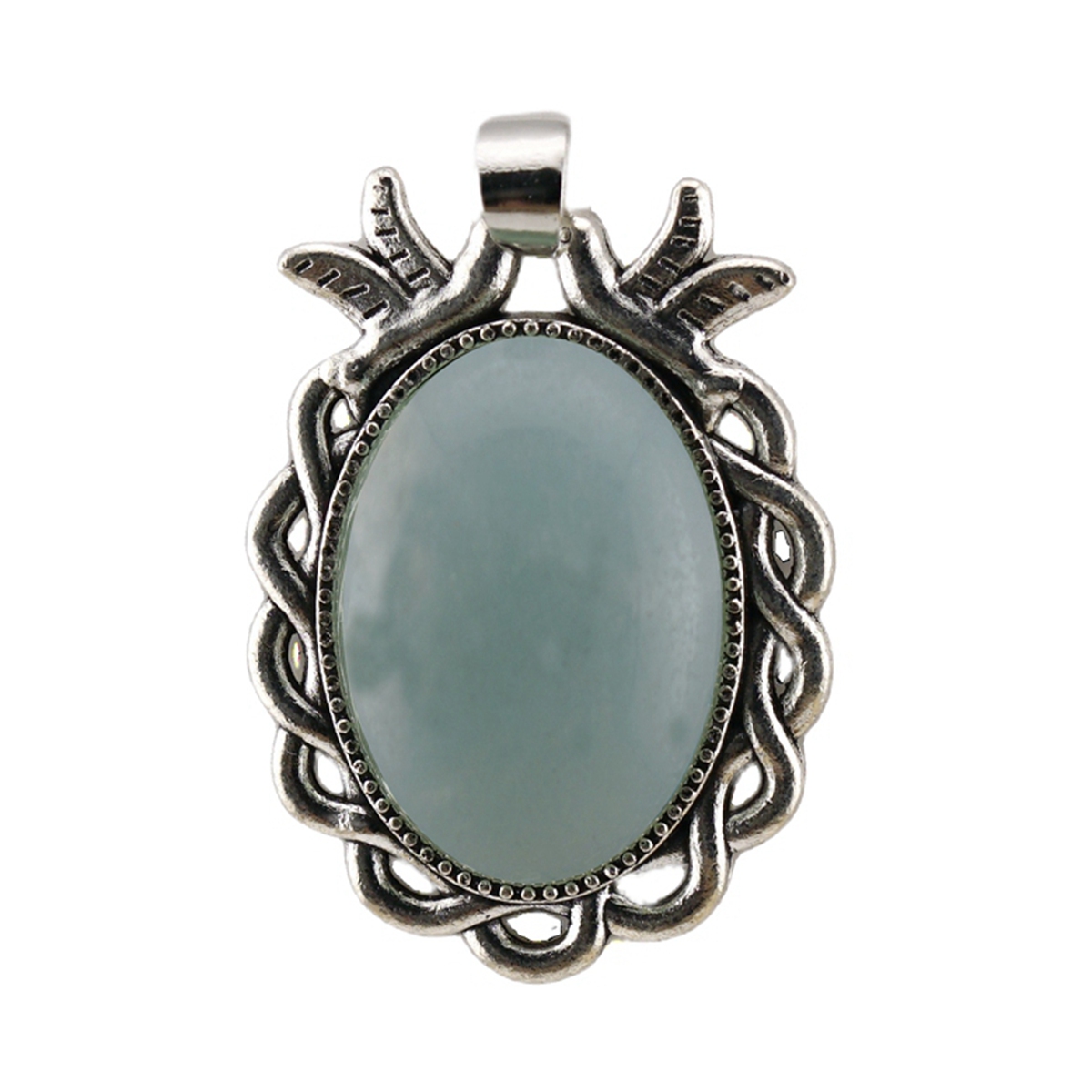 Natural Gemstone Pendant for Making Jewelry with 18x25MM Stone Cabs  Silver Alloy Accessories