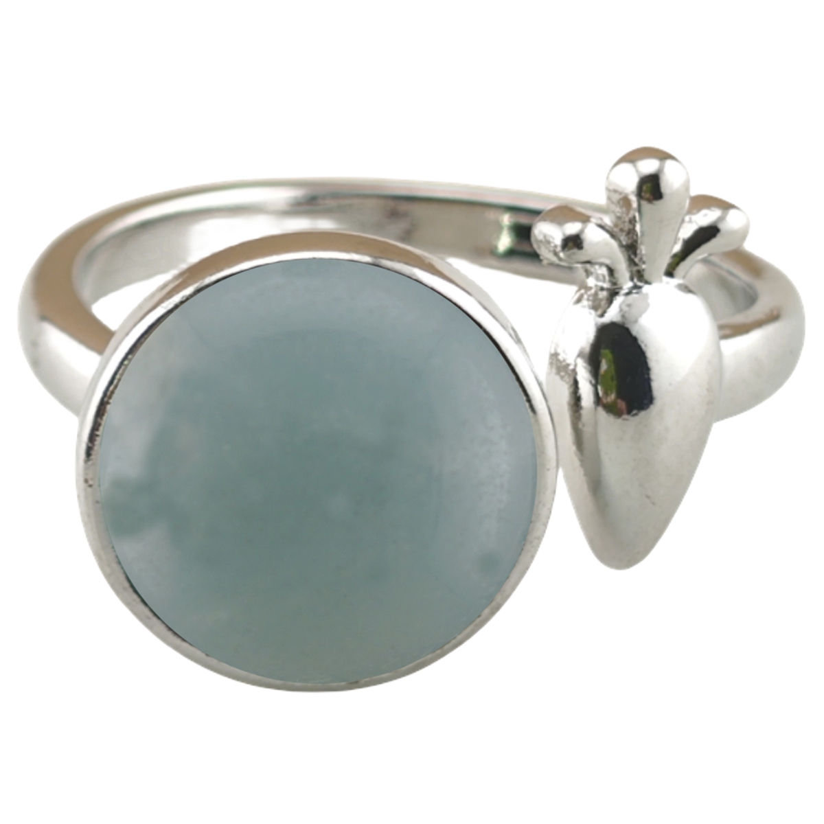 Silver Carrot Stone Rings for Women Men Adjustable 10MM Round Gemstone CAB SR0173S