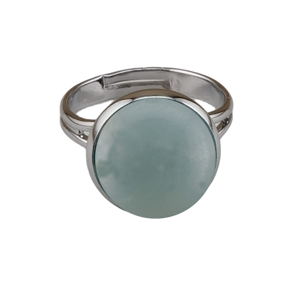 Silver Women 12MM Gemstone Rings Adjustable SR0189S