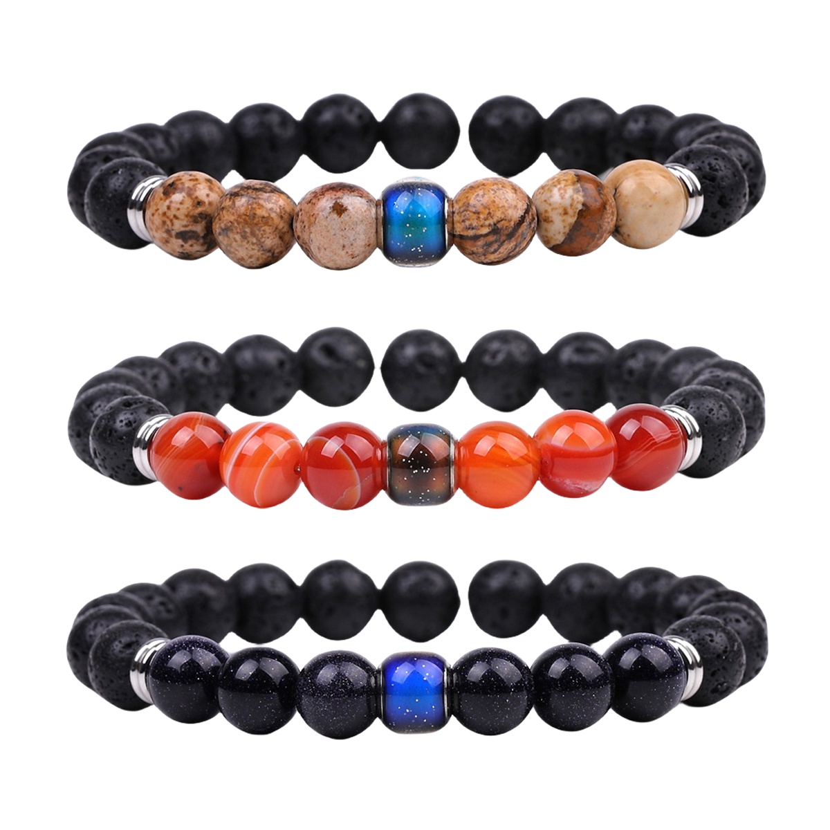 Lava Stone Mood Beads Bracelets for Women Girls Elastic Bracelets Men Fashion Beads Gifts Jewelry