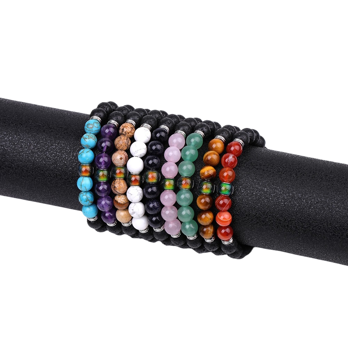 Lava Stone Mood Beads Bracelets for Women Girls Elastic Bracelets Men Fashion Beads Gifts Jewelry