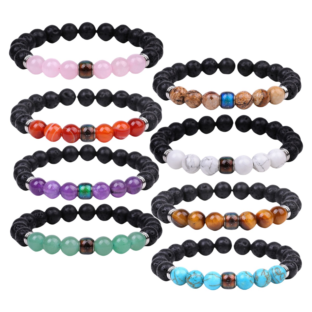 Lava Stone Mood Beads Bracelets for Women Girls Elastic Bracelets Men Fashion Beads Gifts Jewelry