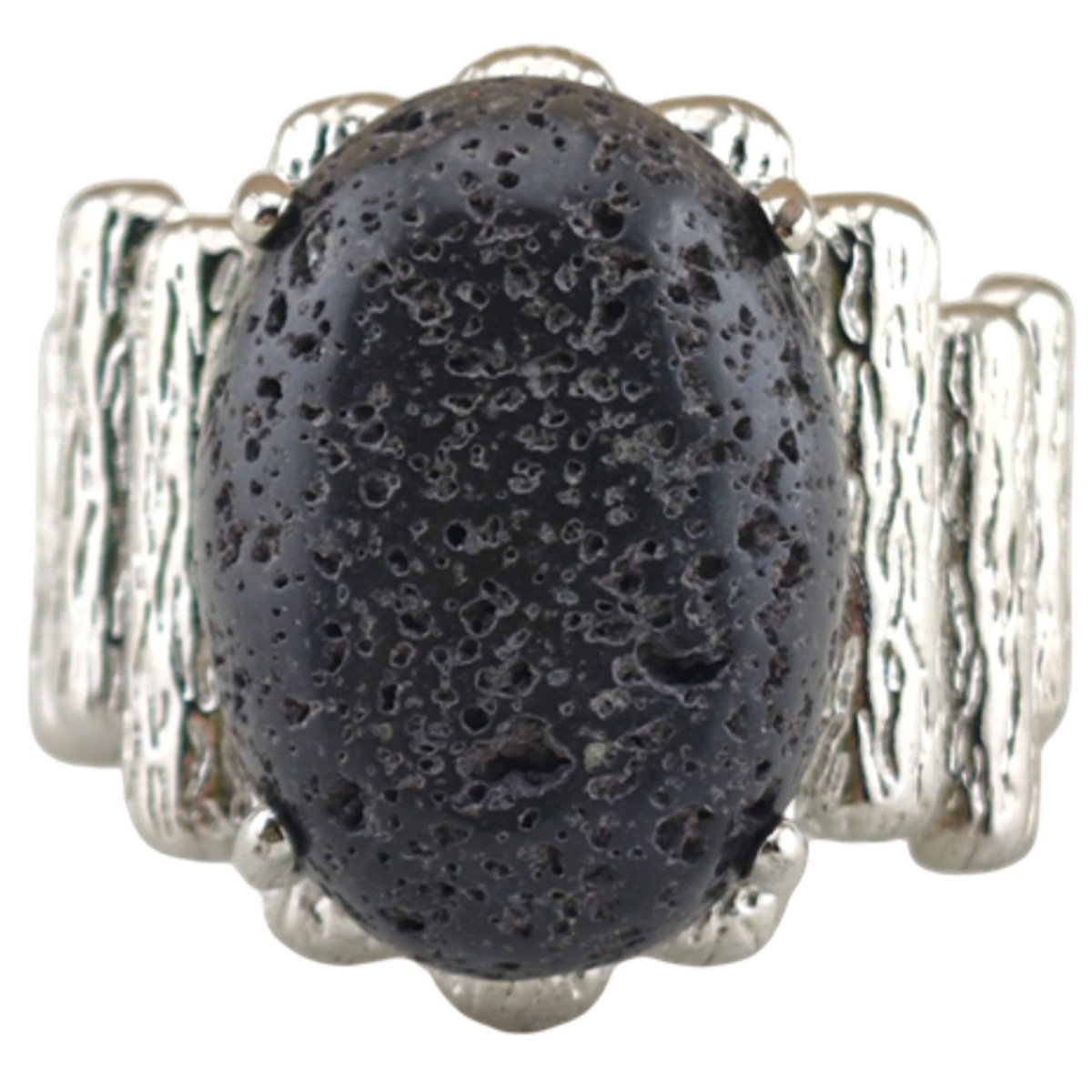 Silver Stone Rings for Women Men Adjustable 13x18MM Horse Eye Gemstone CAB SR0177S