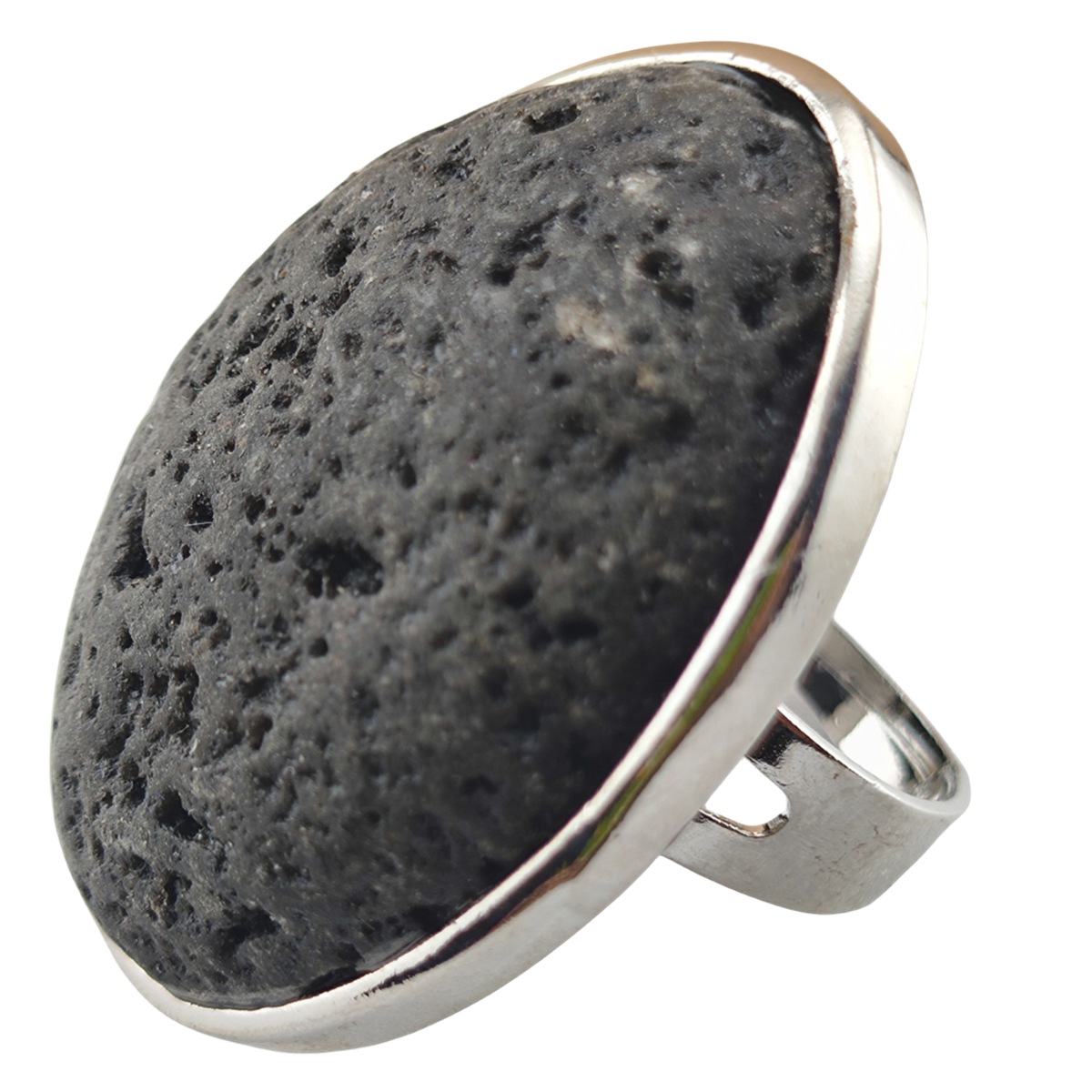 Silver Women Stone Rings Adjustable 25X30MM Gemstone Cabochons SR0188S