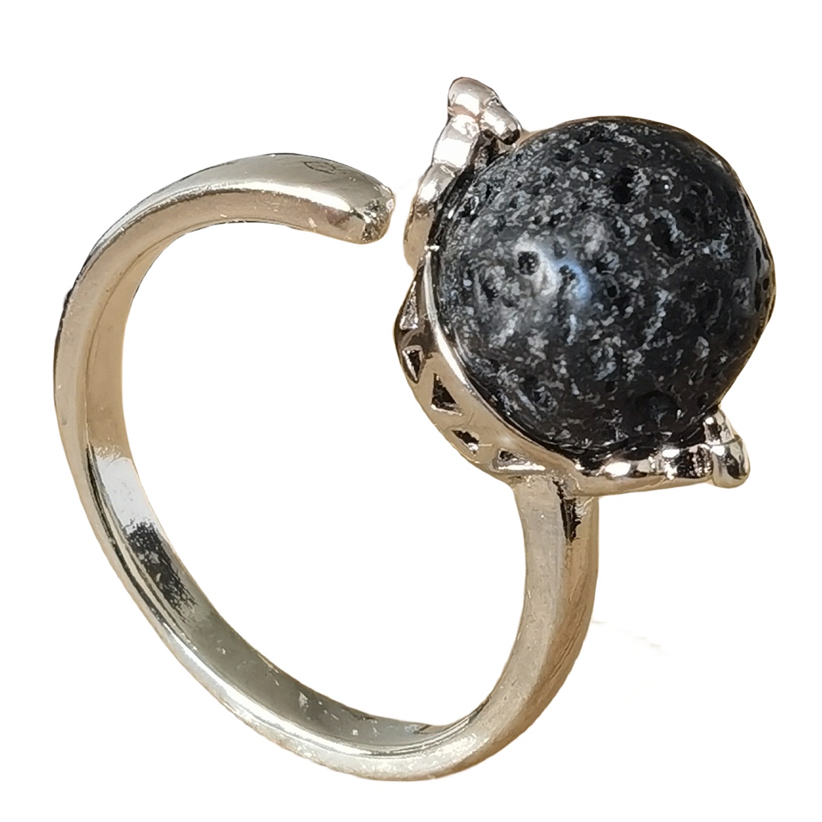 Silver Women 10MM Stone Balls Rings Adjustable SR0190S