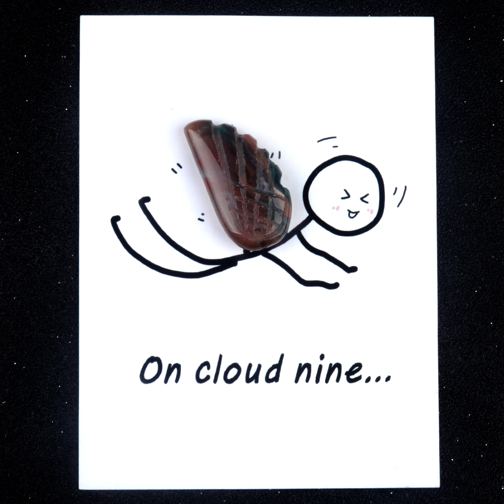 Handmade Craved Gemstone Wing Pendant SP0677-16X30MM Card Packing