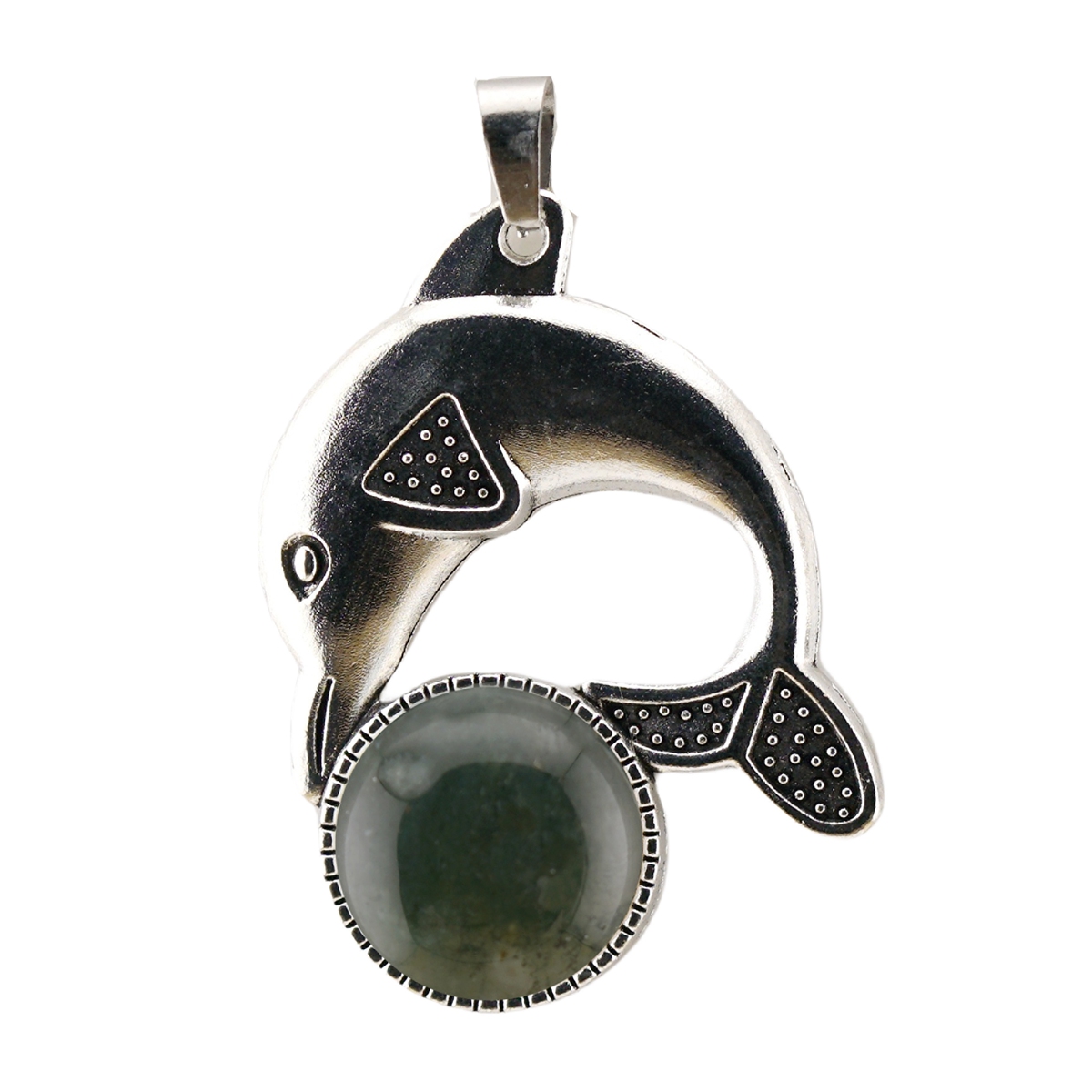 Silver Alloy Dolphin Gemstone Pendant for Jewelry Making Necklace Earrings